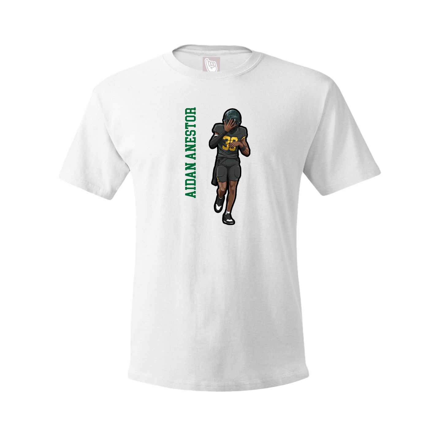 Youth Tee — Name Vertical in White