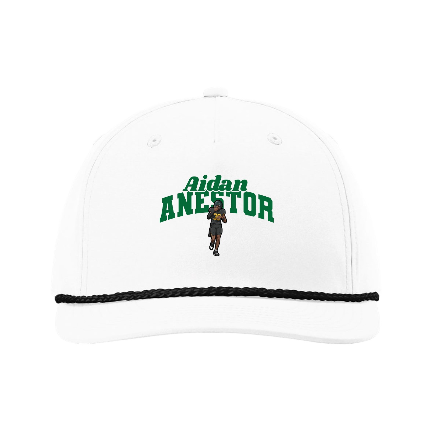 Five-Panel Classic Rope Cap — Signature Arch in White