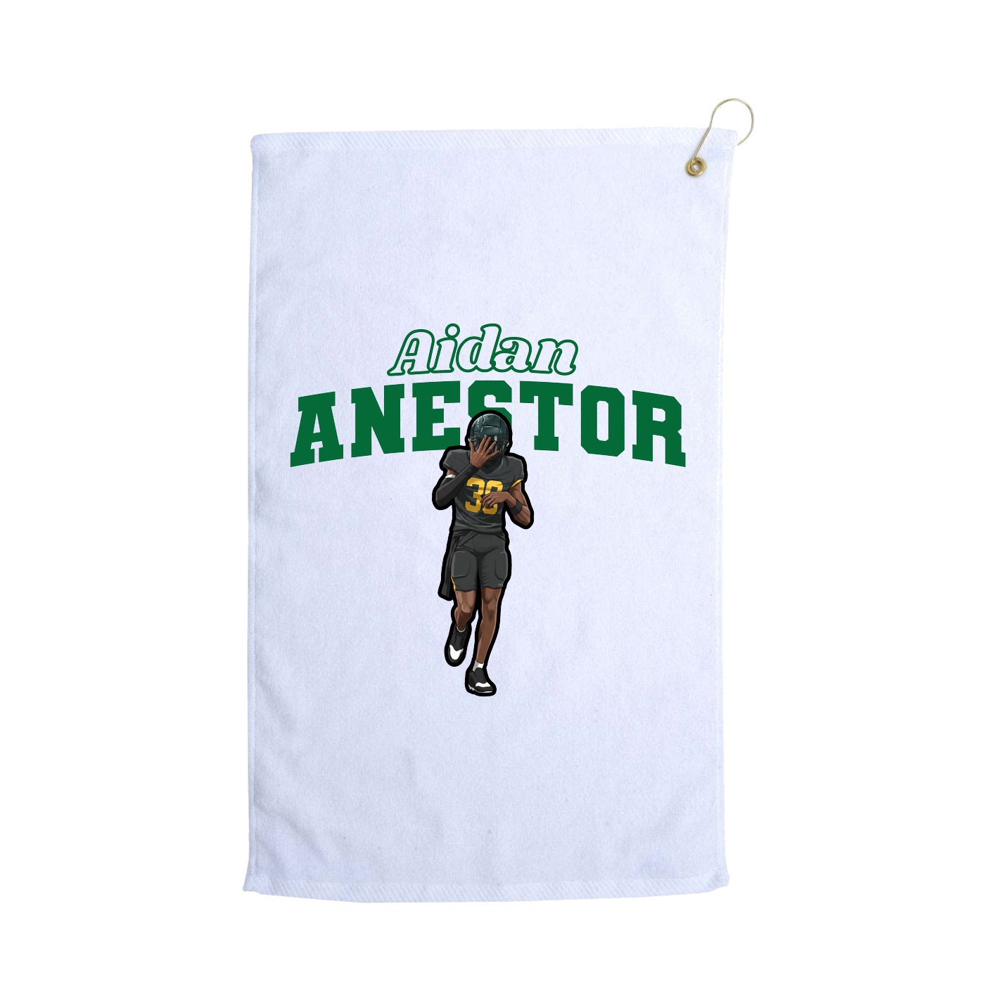Golf Towel — Name Arch in White