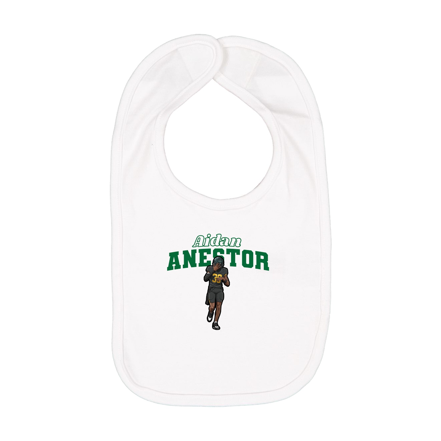 Infant Bib — Name Arch in White