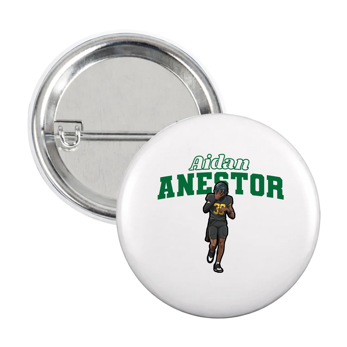Game Day Button — Name Arch in White