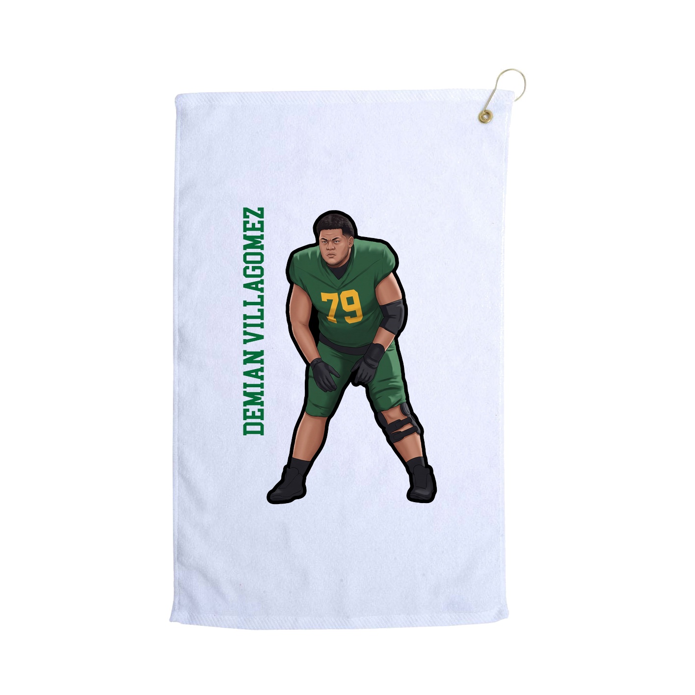 Golf Towel — Name Vertical in White