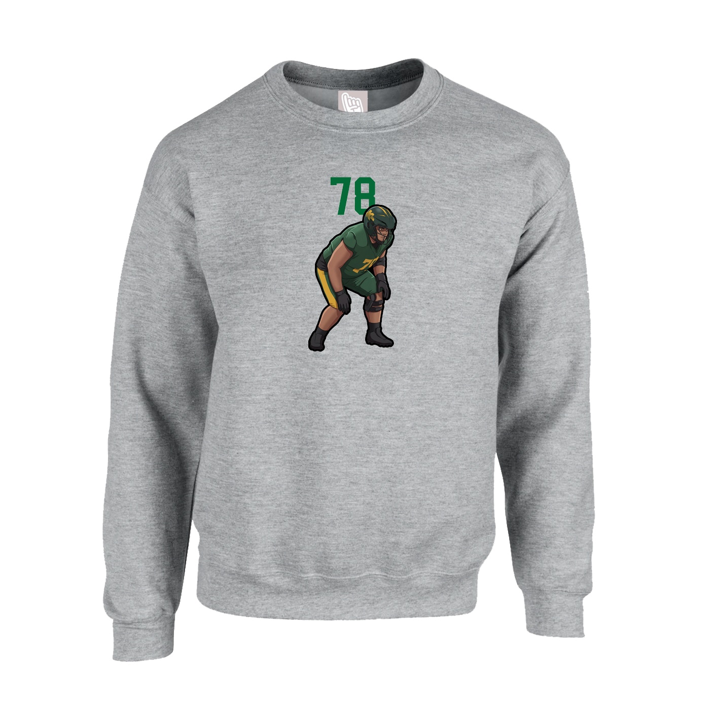 Fleece Crew — Number Top in Grey