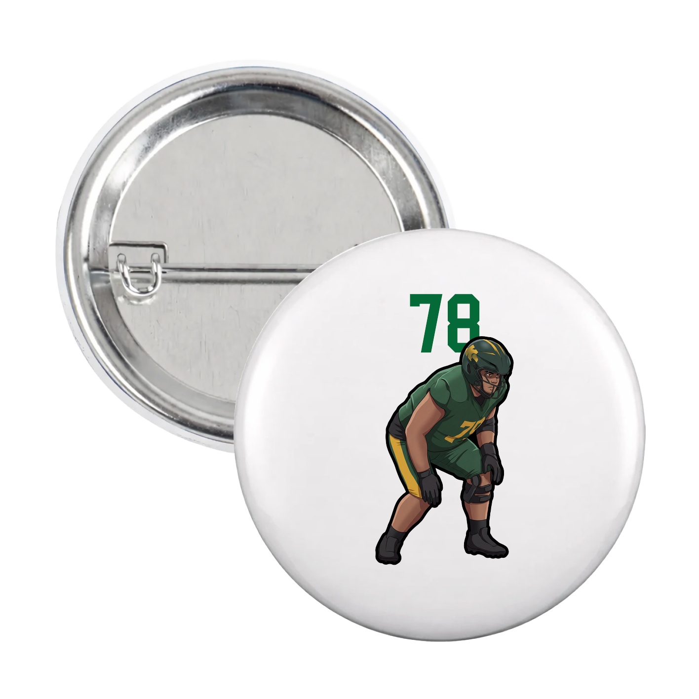 Game Day Button — Number Top in White