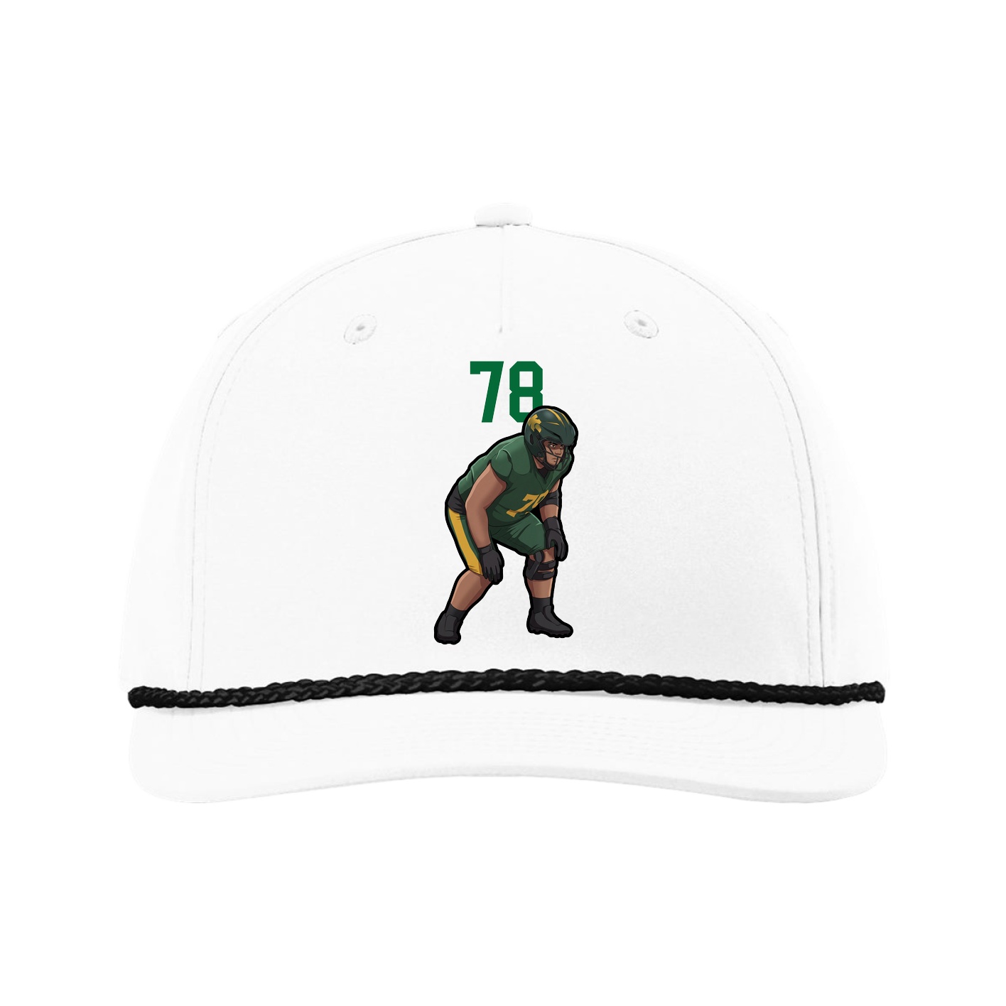 Five-Panel Classic Rope Cap — Number Top in White