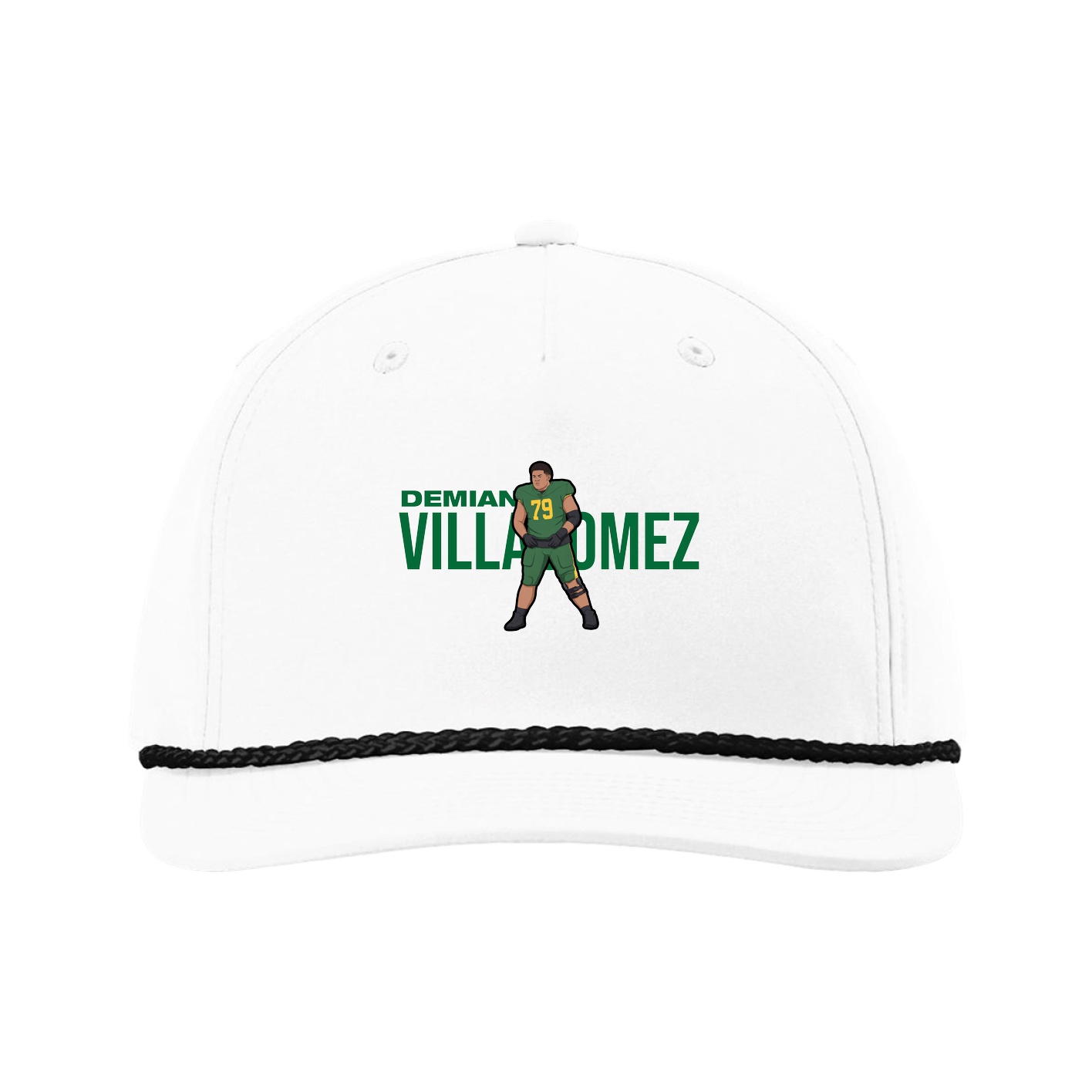 Five-Panel Classic Rope Cap — Player Name in White
