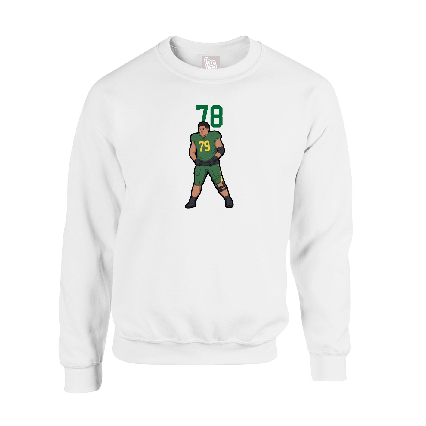 Fleece Crew — Number Top in White