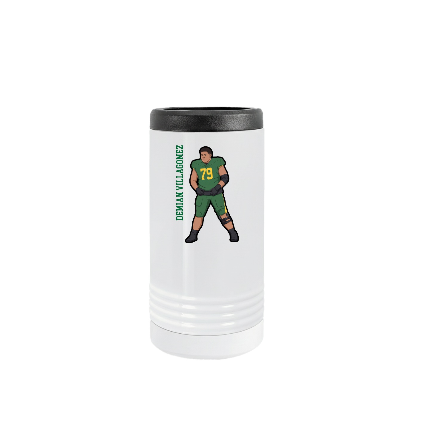 Slim Beverage Holder — Name Vertical in White