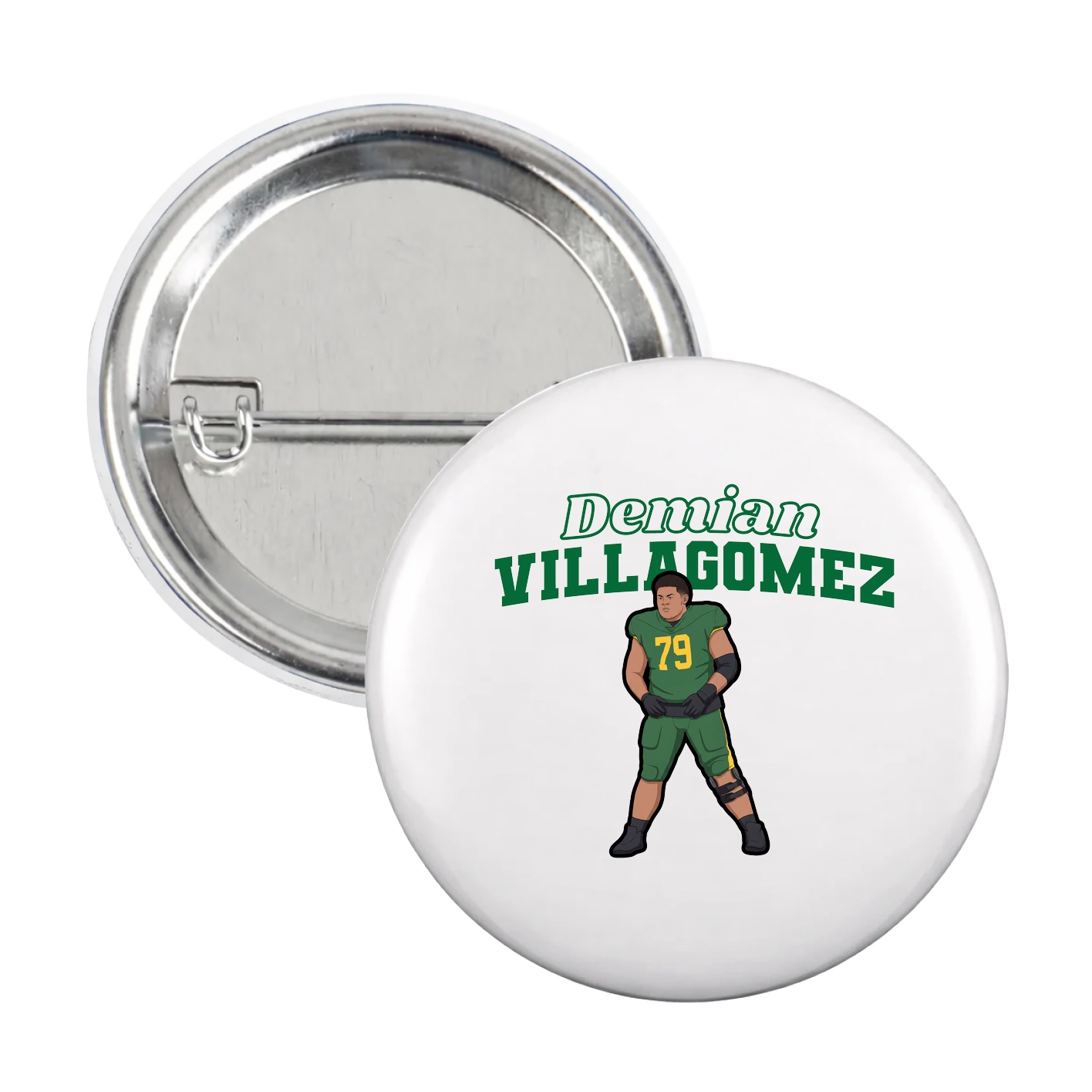 Game Day Button — Name Arch in White