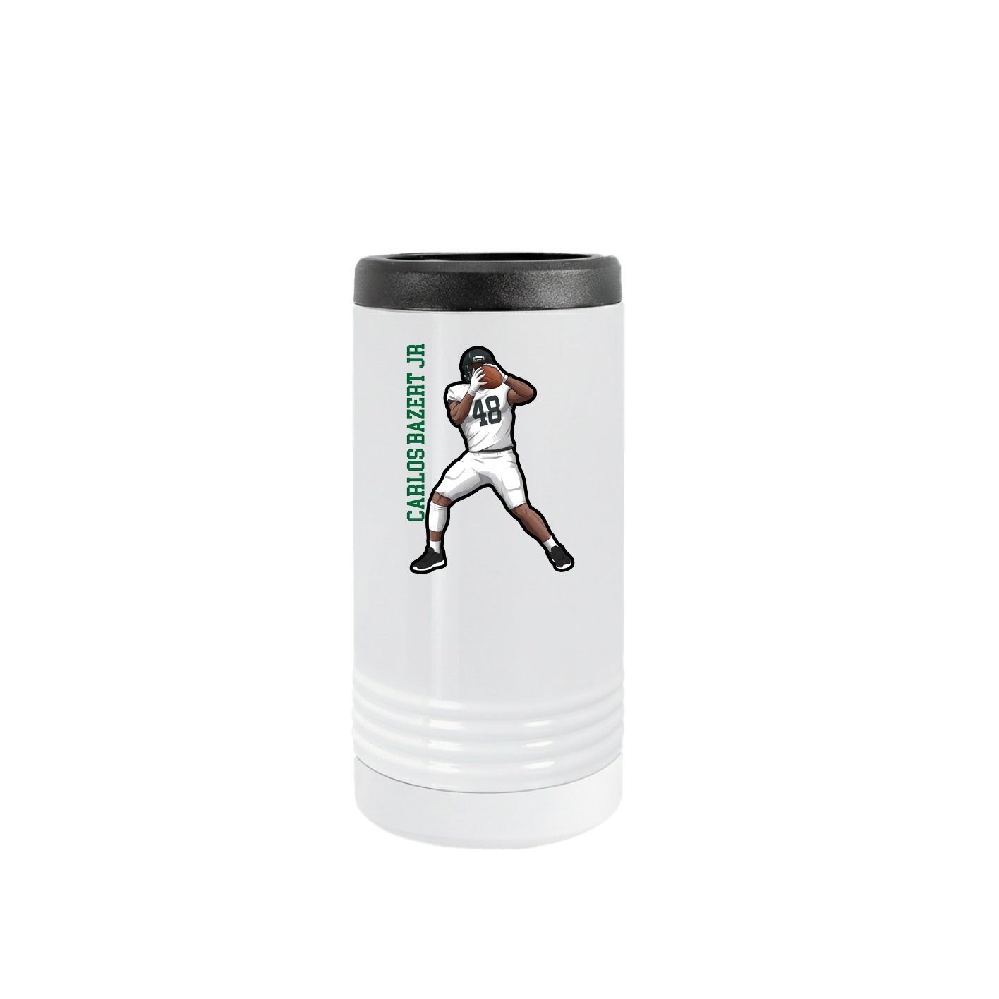 Slim Beverage Holder — Name Vertical in White