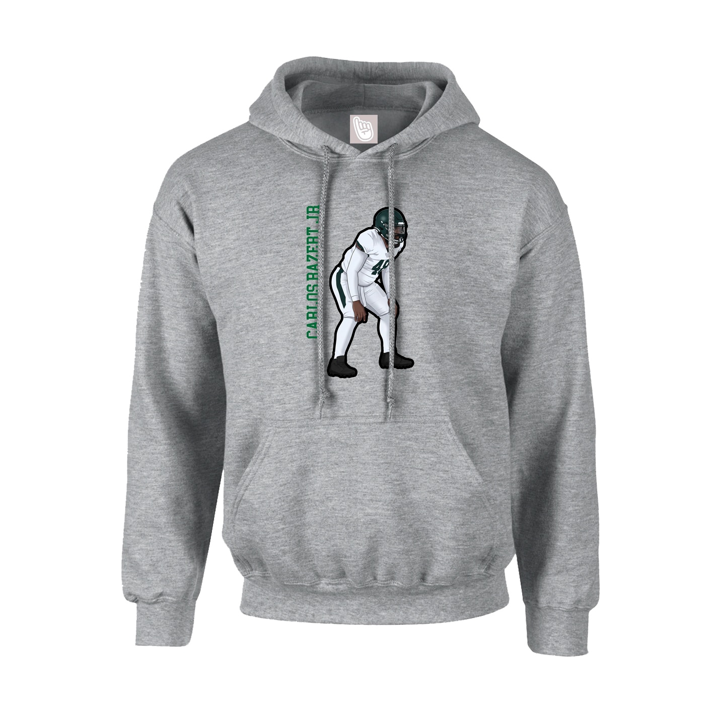 Youth Hoodie — Name Vertical in Grey