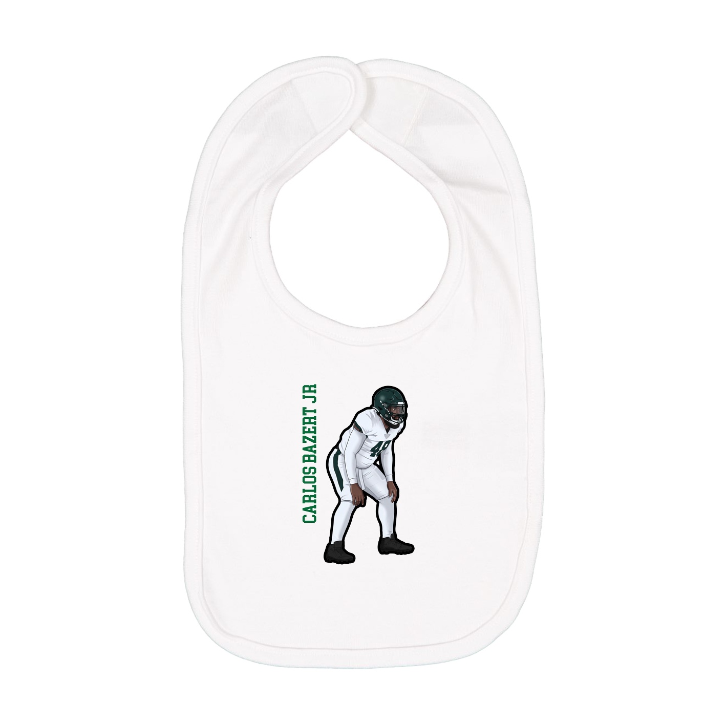 Infant Bib — Name Vertical in White