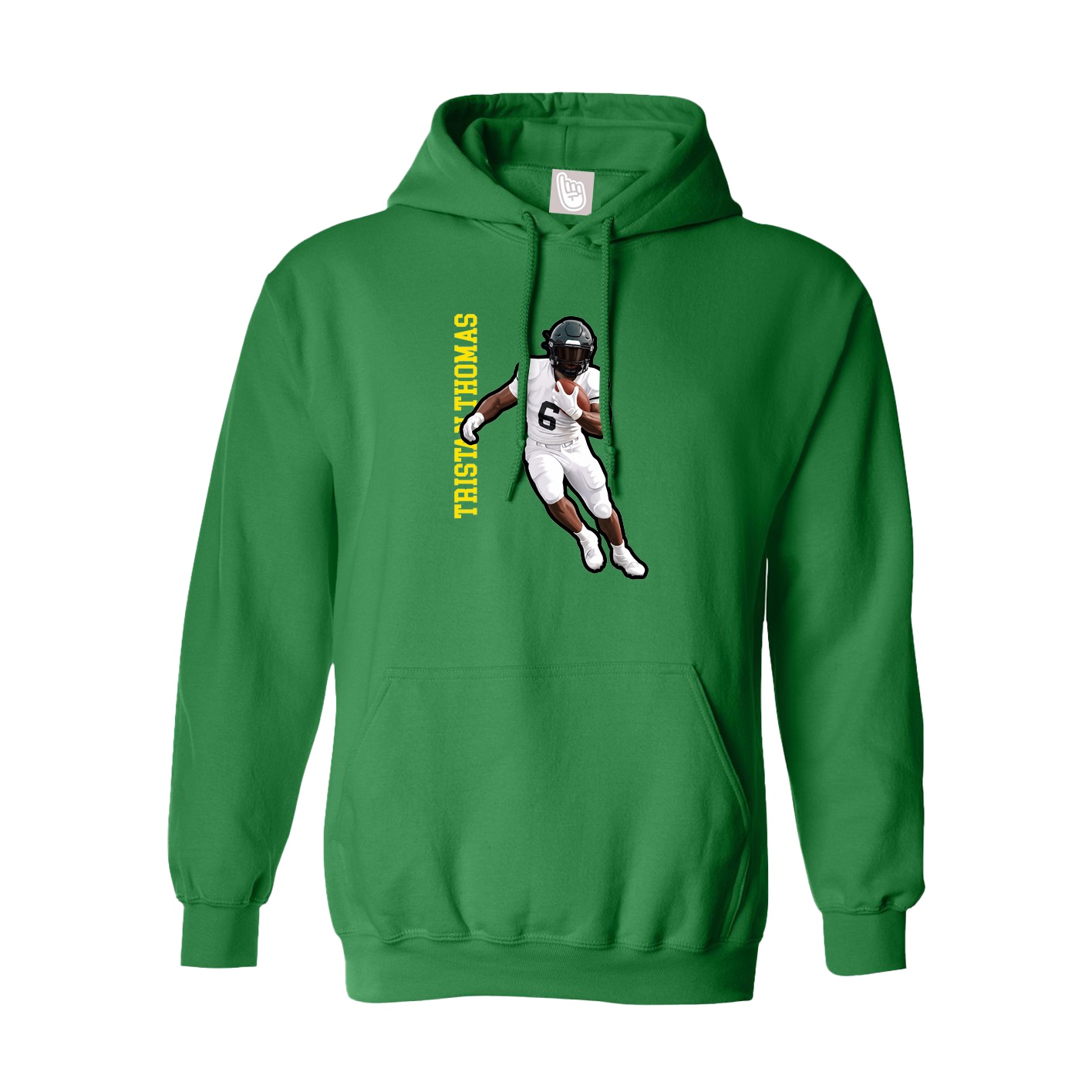 Youth Hoodie — Name Vertical in Green