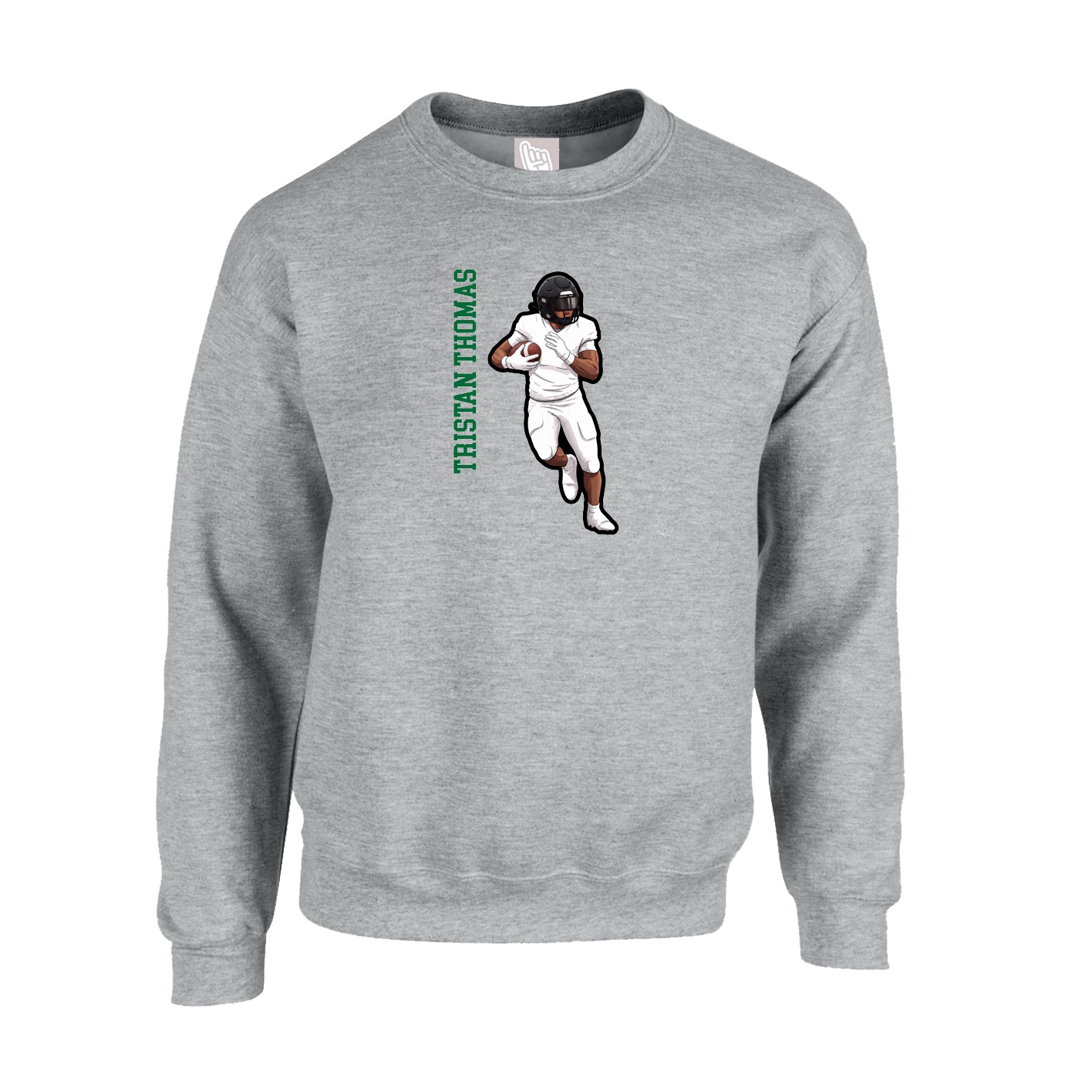 Fleece Crew — Name Vertical in Grey