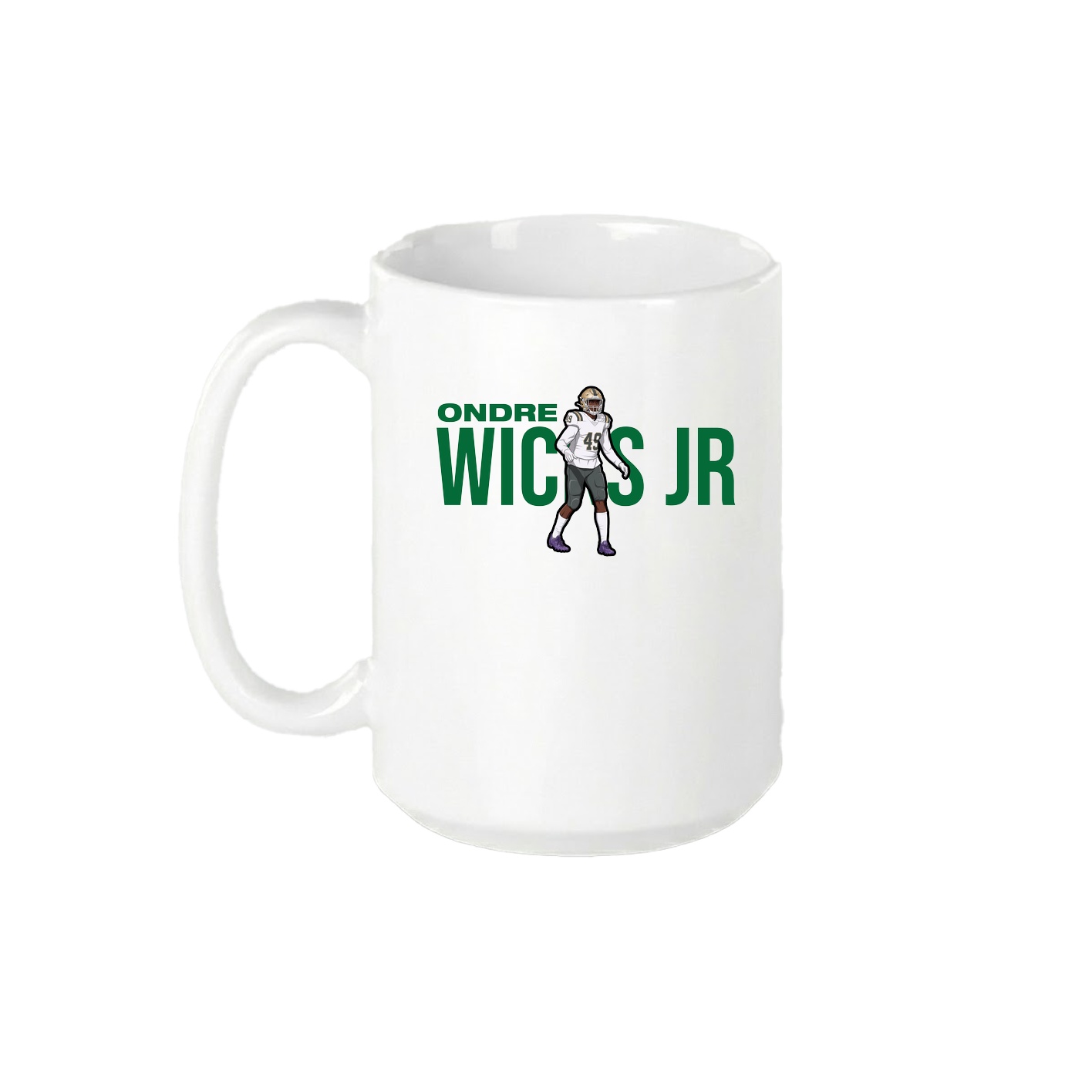 15oz Coffee Mug — Player Name in White