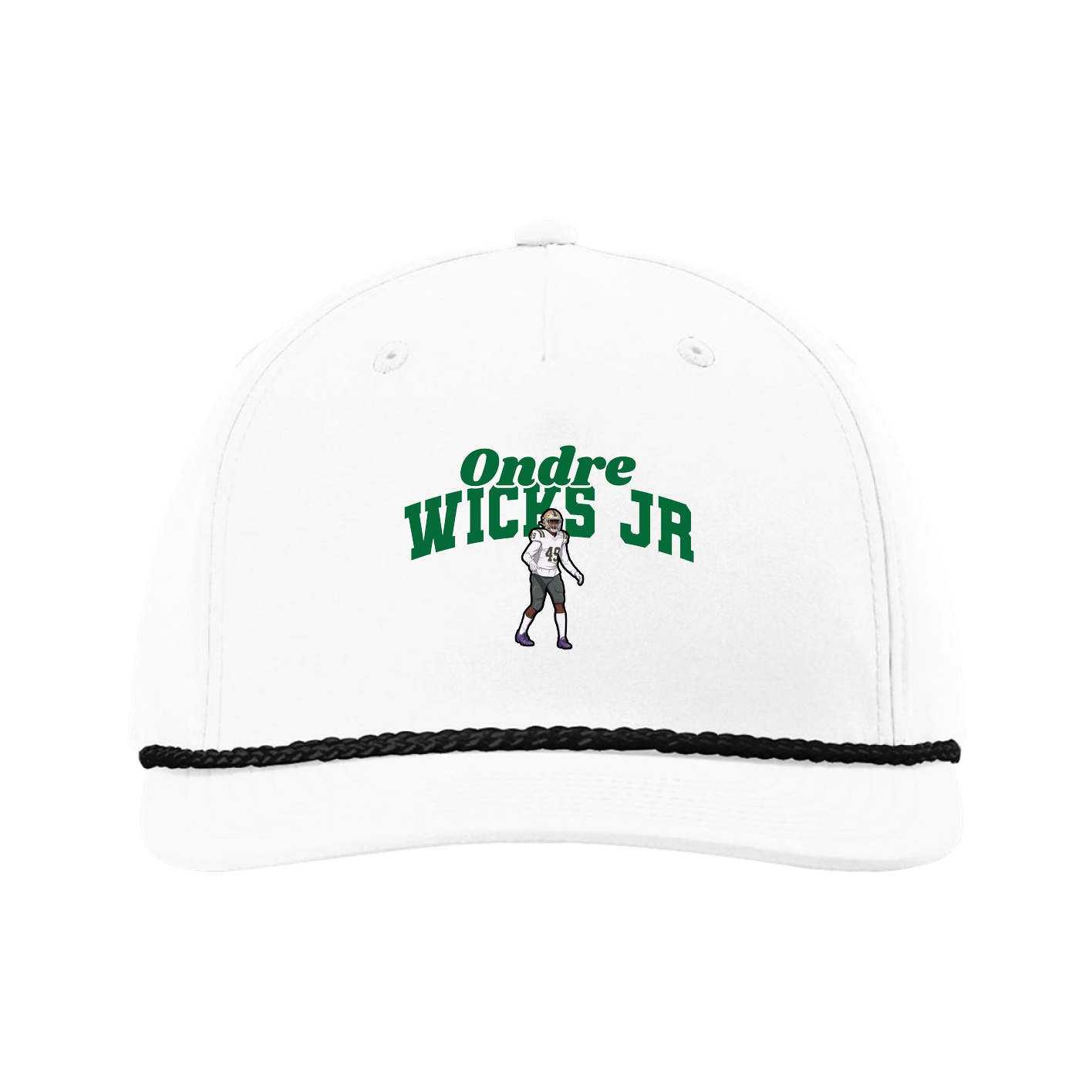 Five-Panel Classic Rope Cap — Signature Arch in White