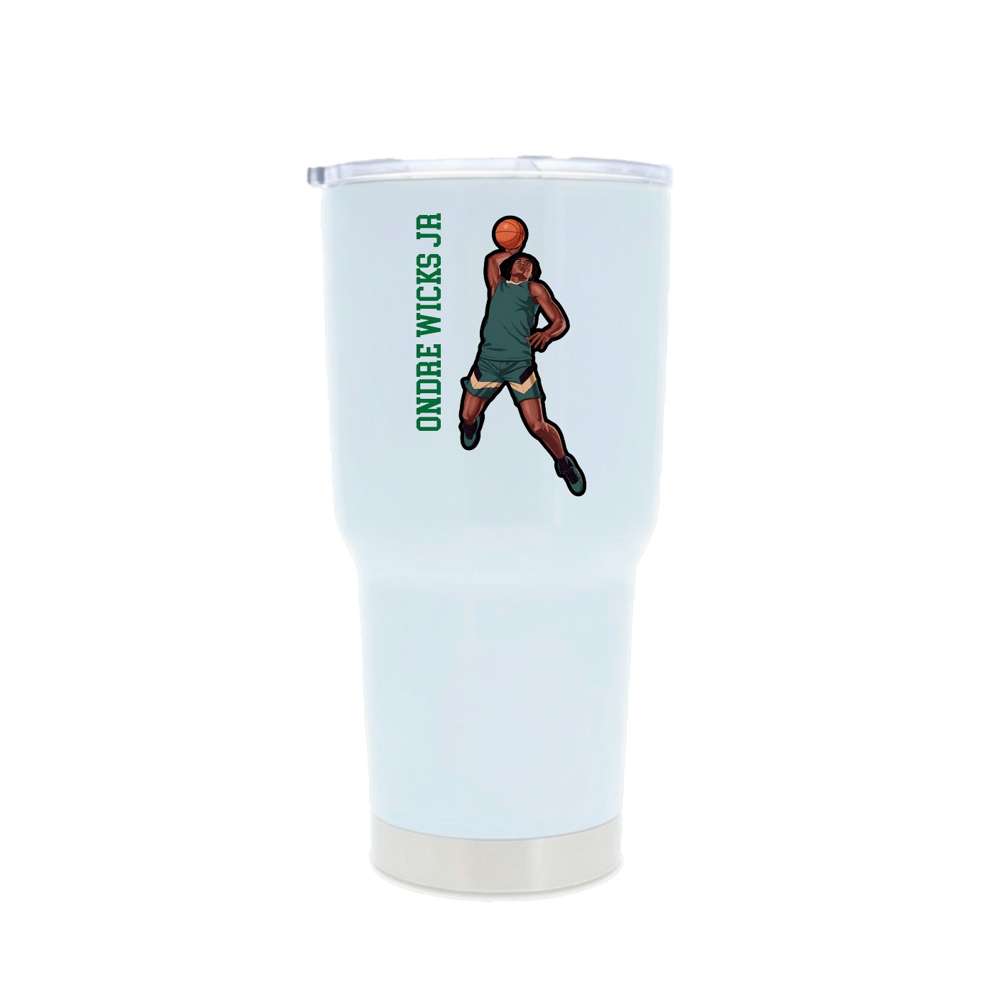 30oz Stainless Steel Tumbler — Name Vertical in White