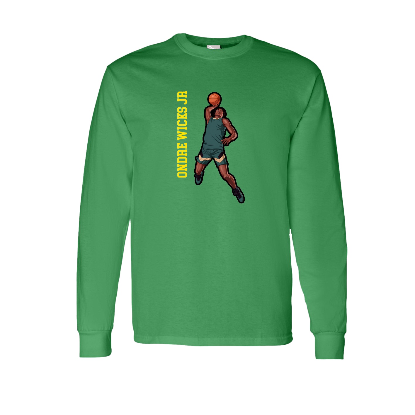 Long Sleeve Tee — Name Vertical in Green