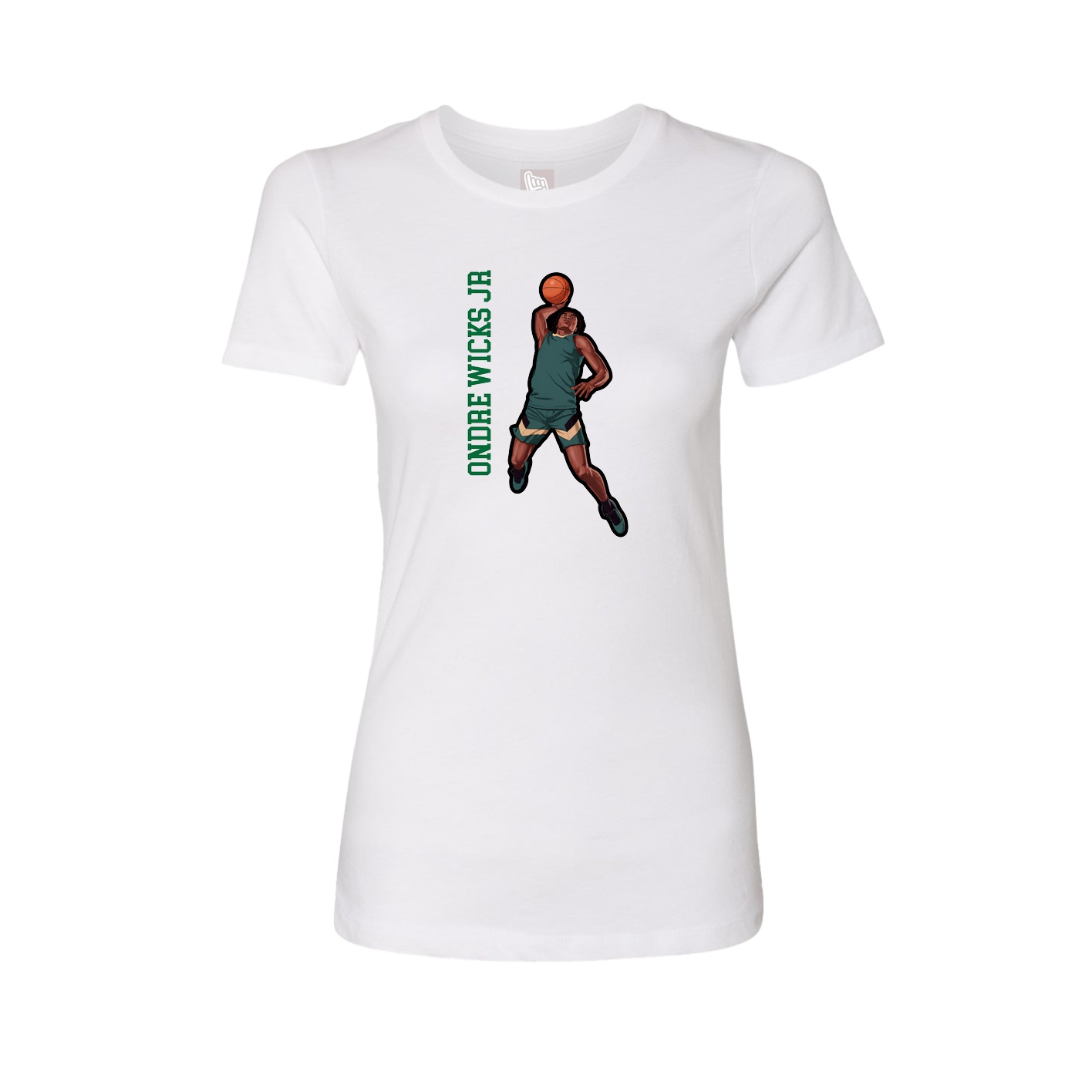 Fitted Women's Tee — Name Vertical in White
