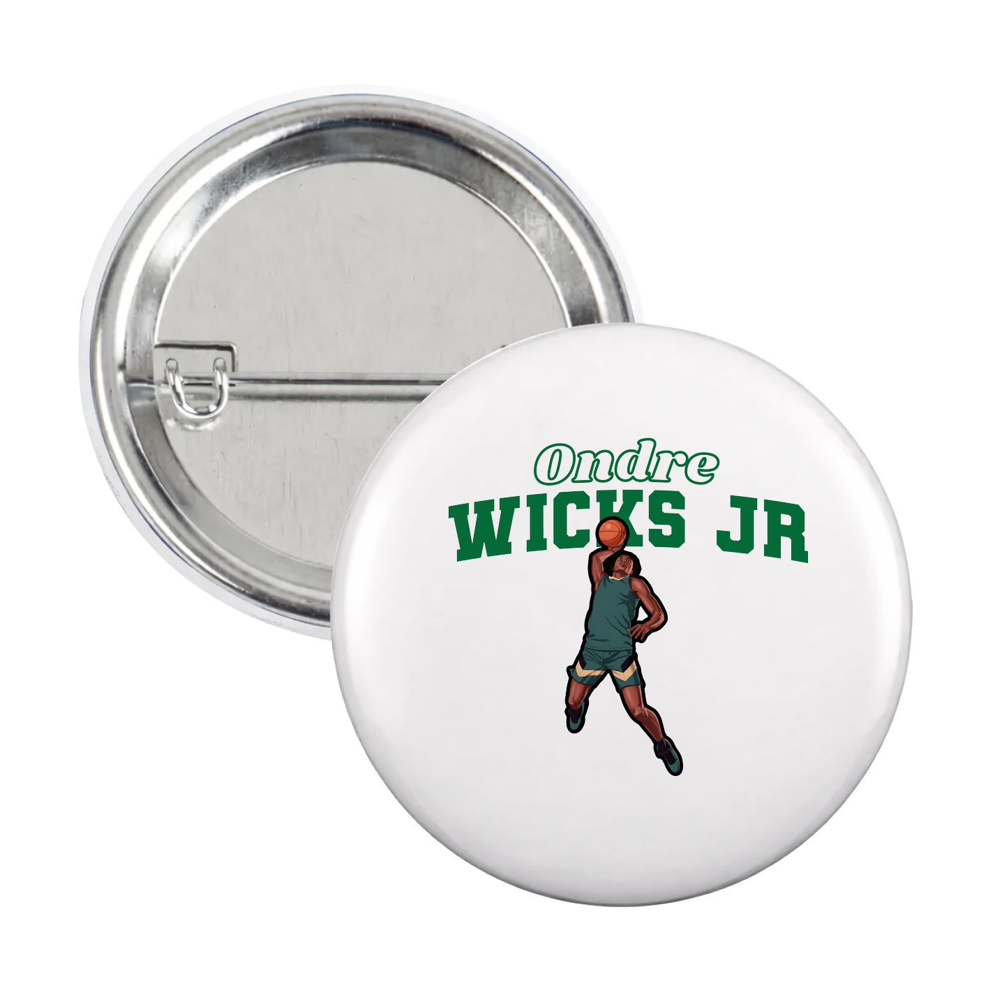Game Day Button — Name Arch in White