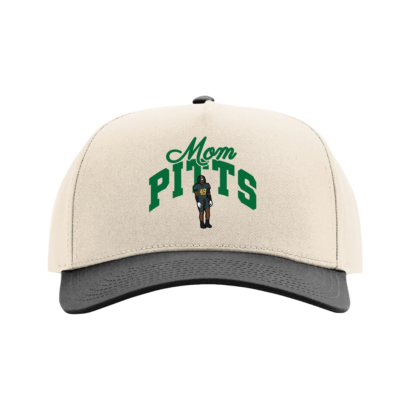 Full Fabric Five-Panel Champ Cap — Mothers Day Arch in Cream/Black