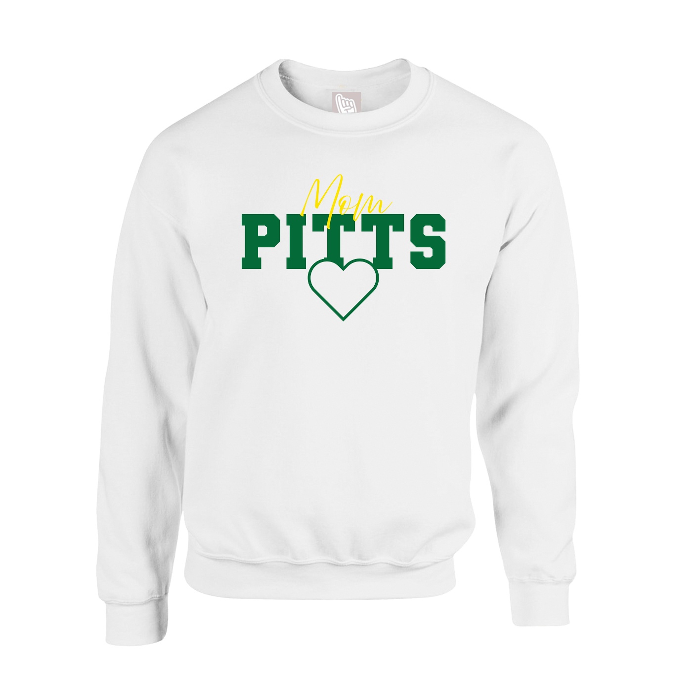 Fleece Crew — Mothers Day Heart in White