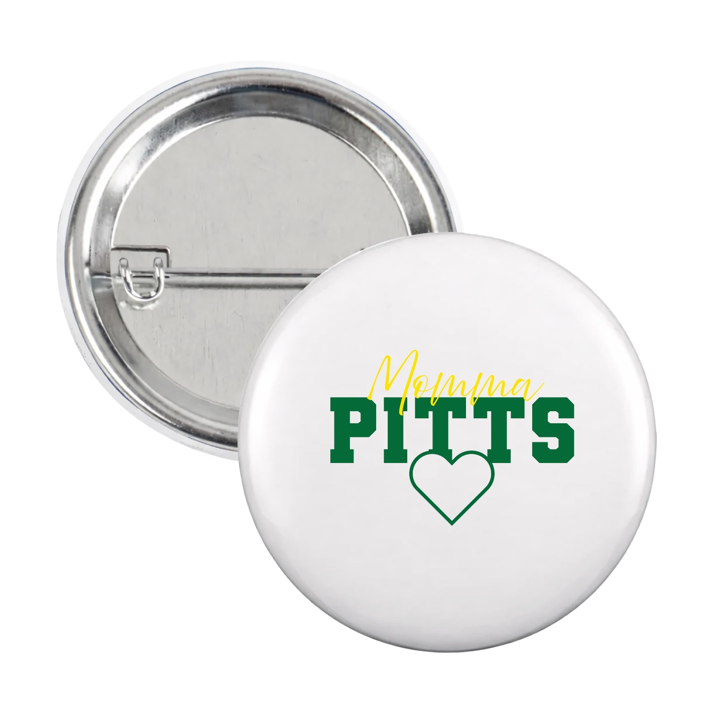 Game Day Button — Mothers Day Heart in White