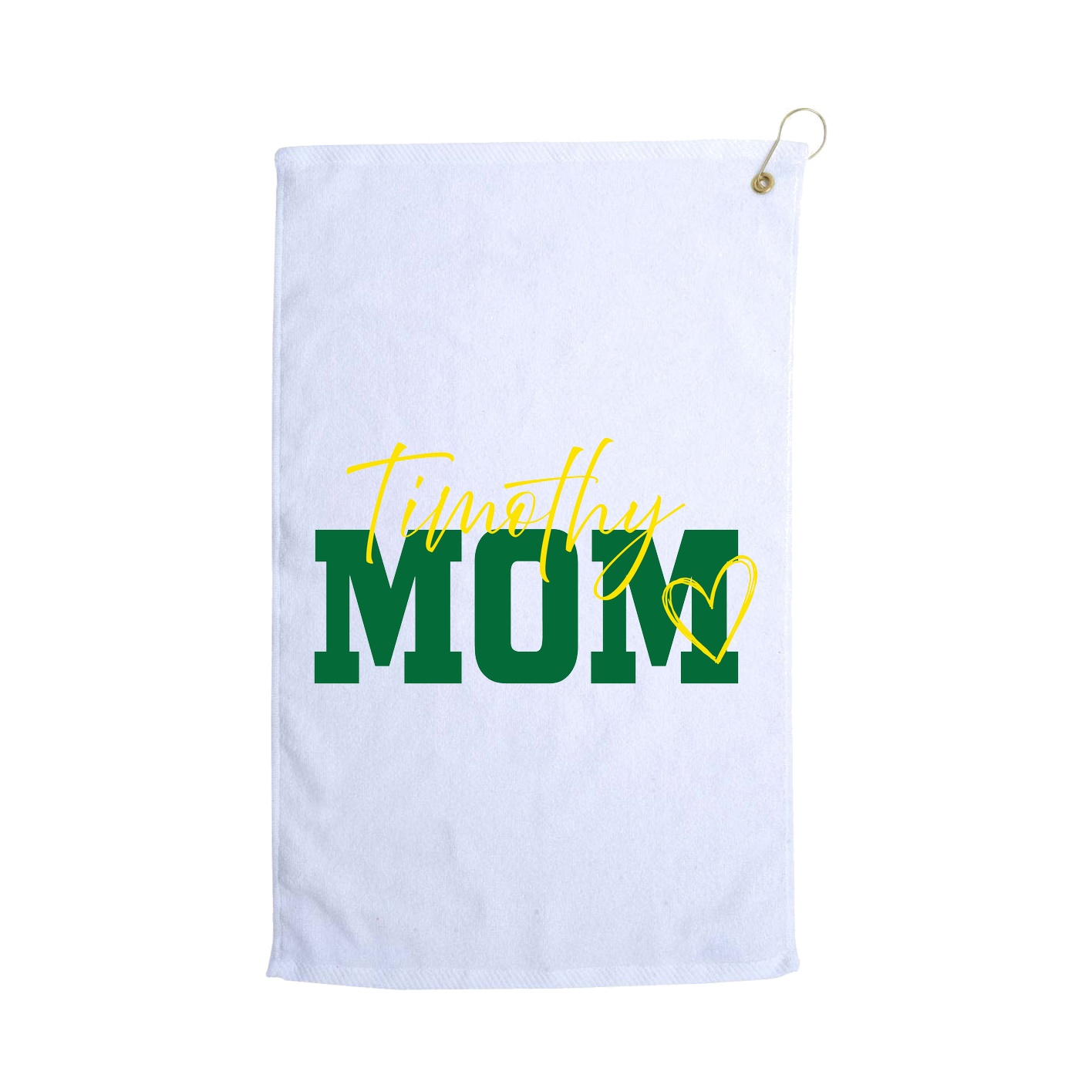Golf Towel — Mothers Day Script in White
