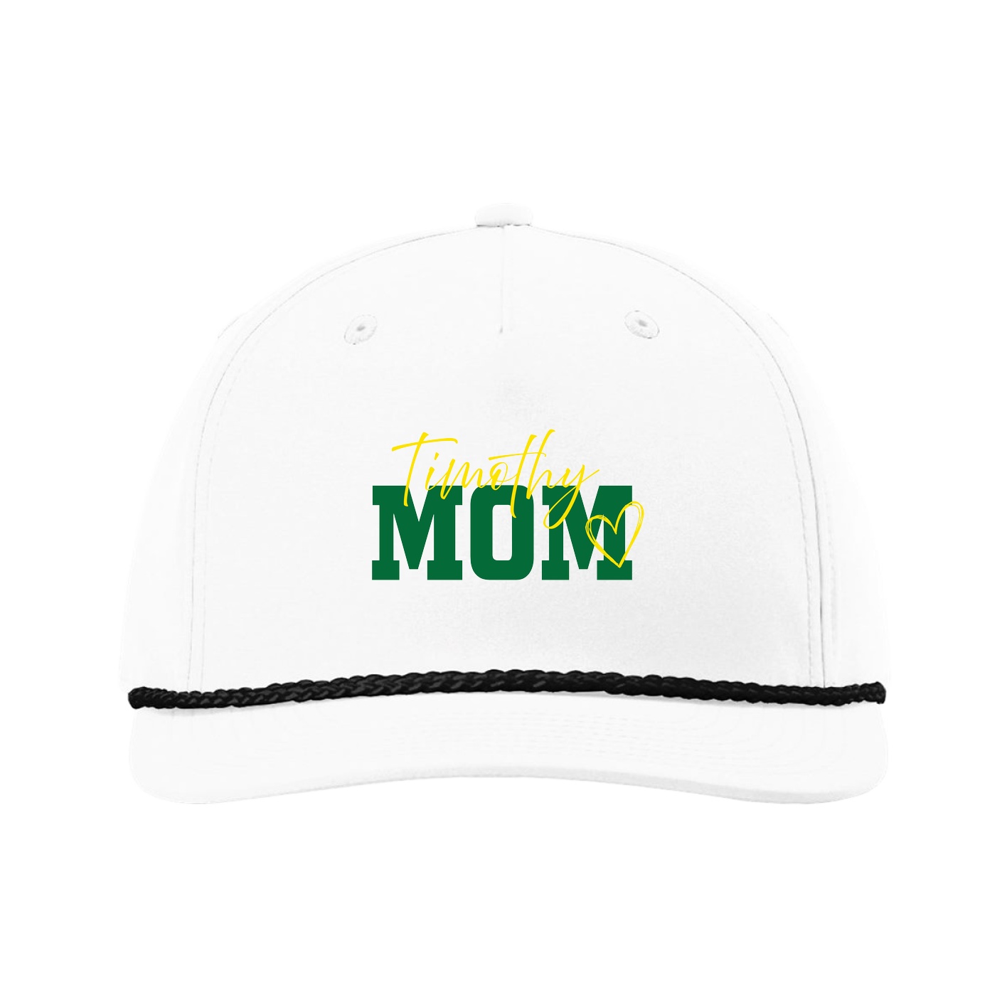 Five-Panel Classic Rope Cap — Mothers Day Script in White
