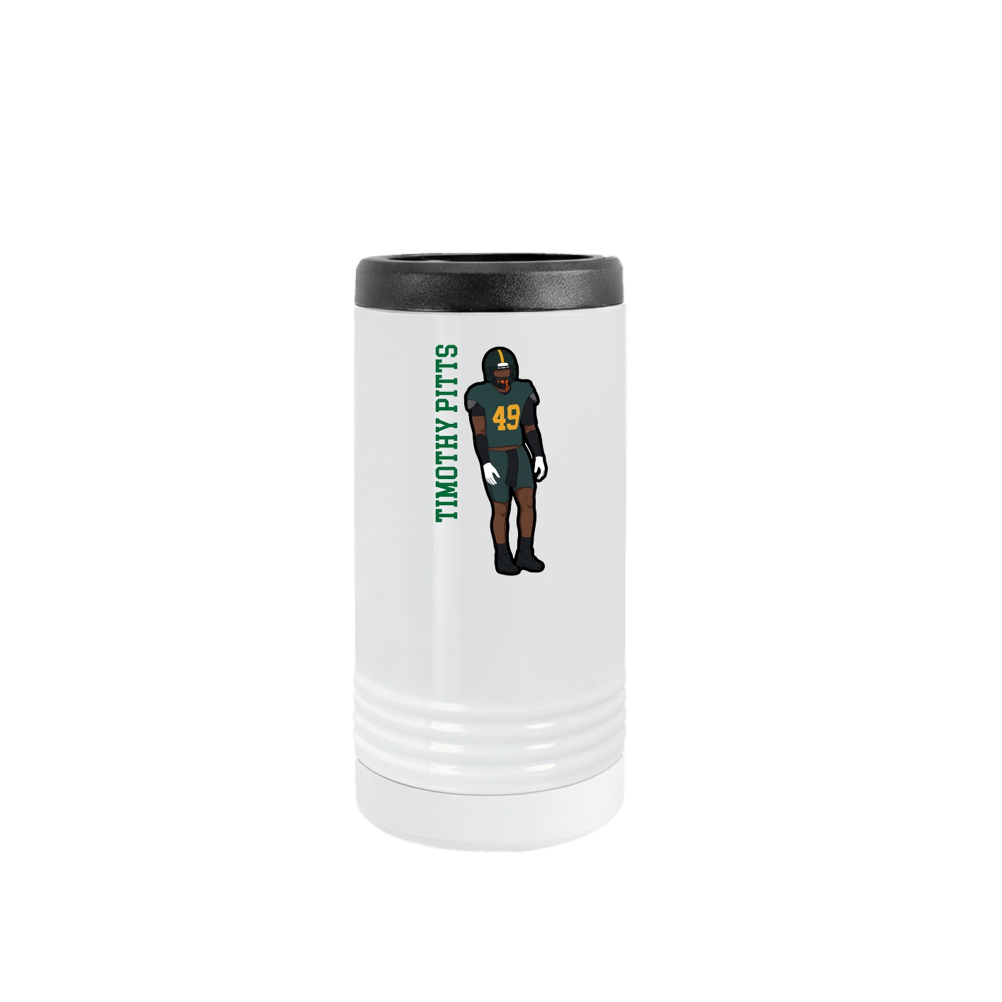 Slim Beverage Holder — Name Vertical in White
