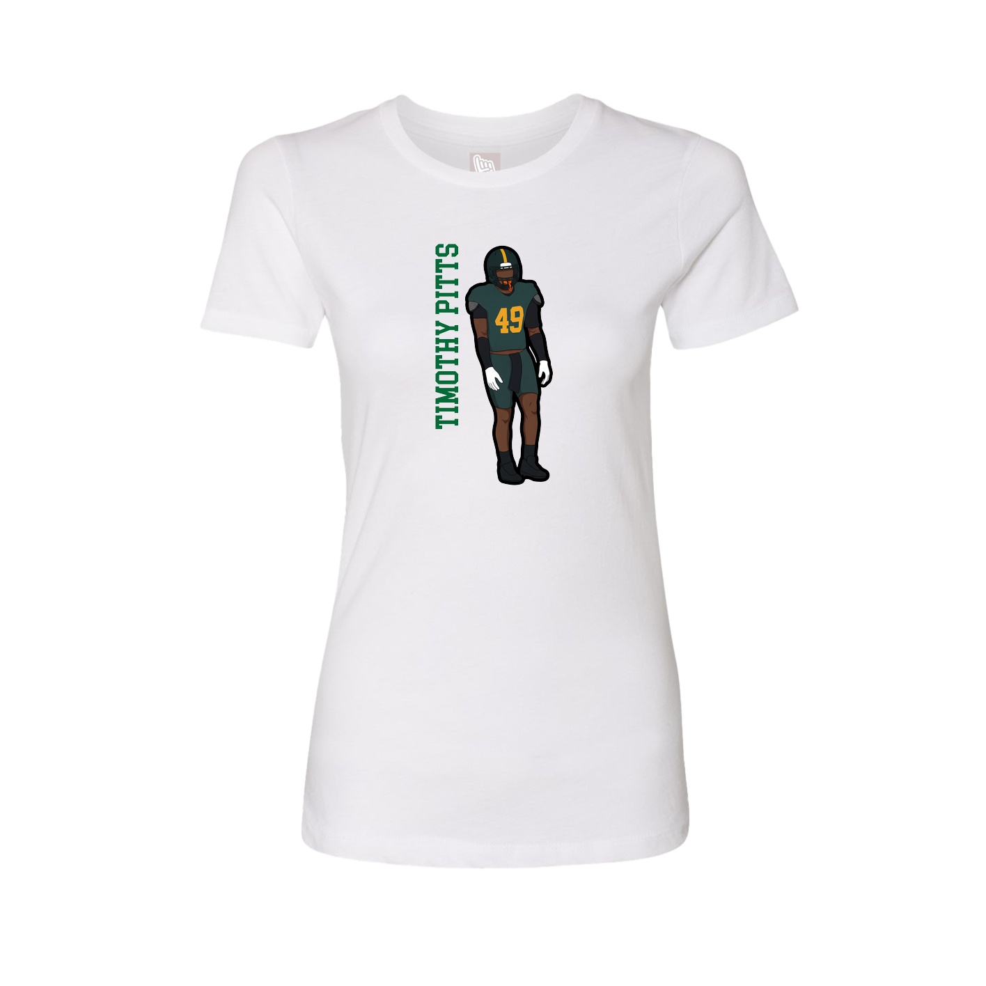 Womens Tee — Name Vertical in White