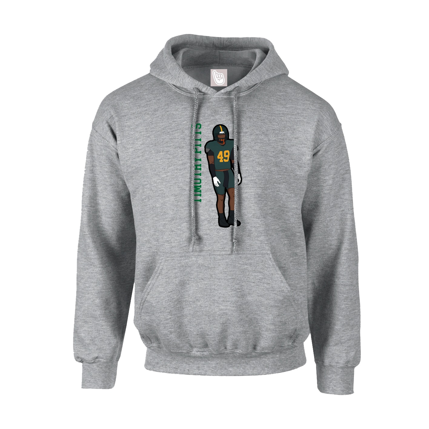 Youth Hoodie — Name Vertical in Grey