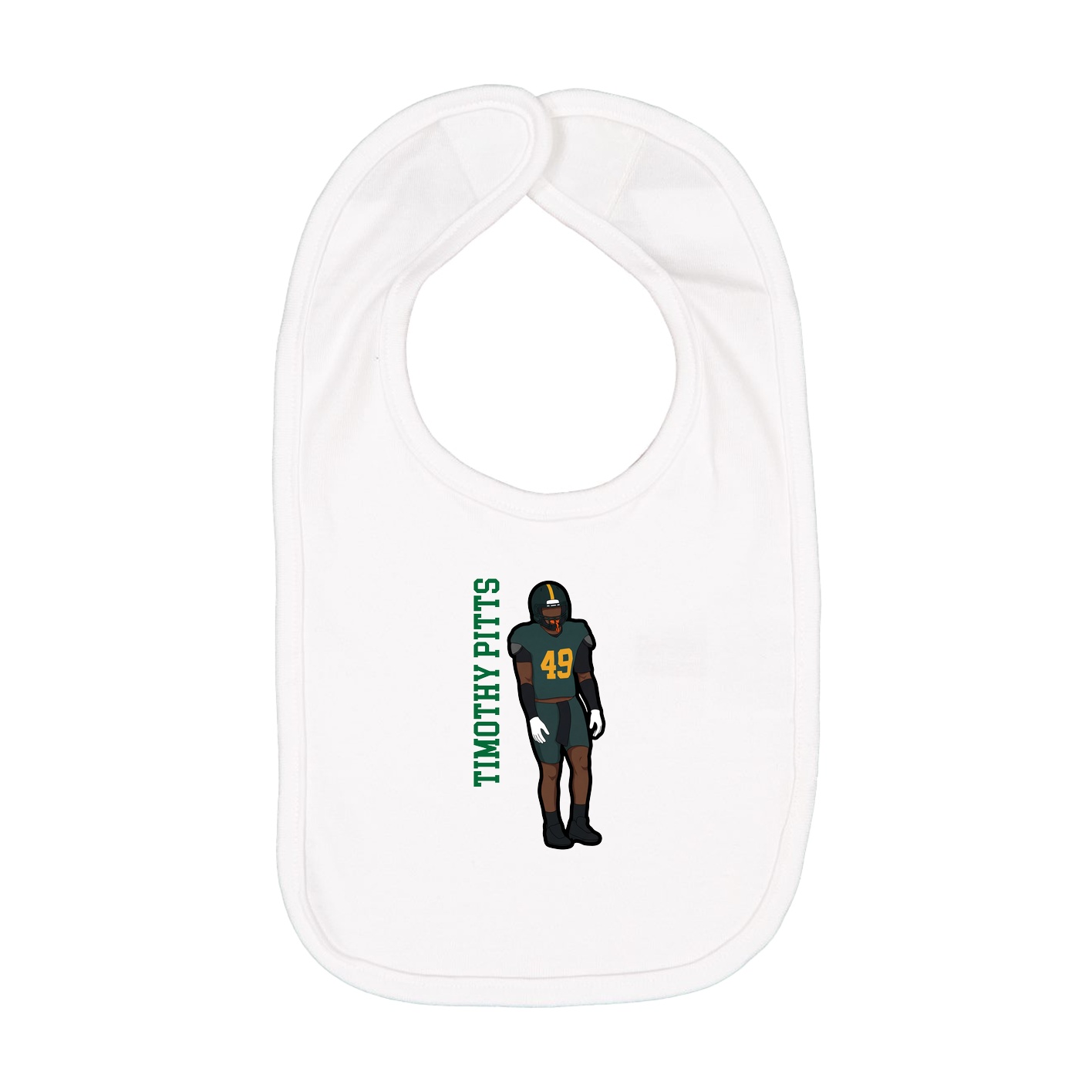 Infant Bib — Name Vertical in White