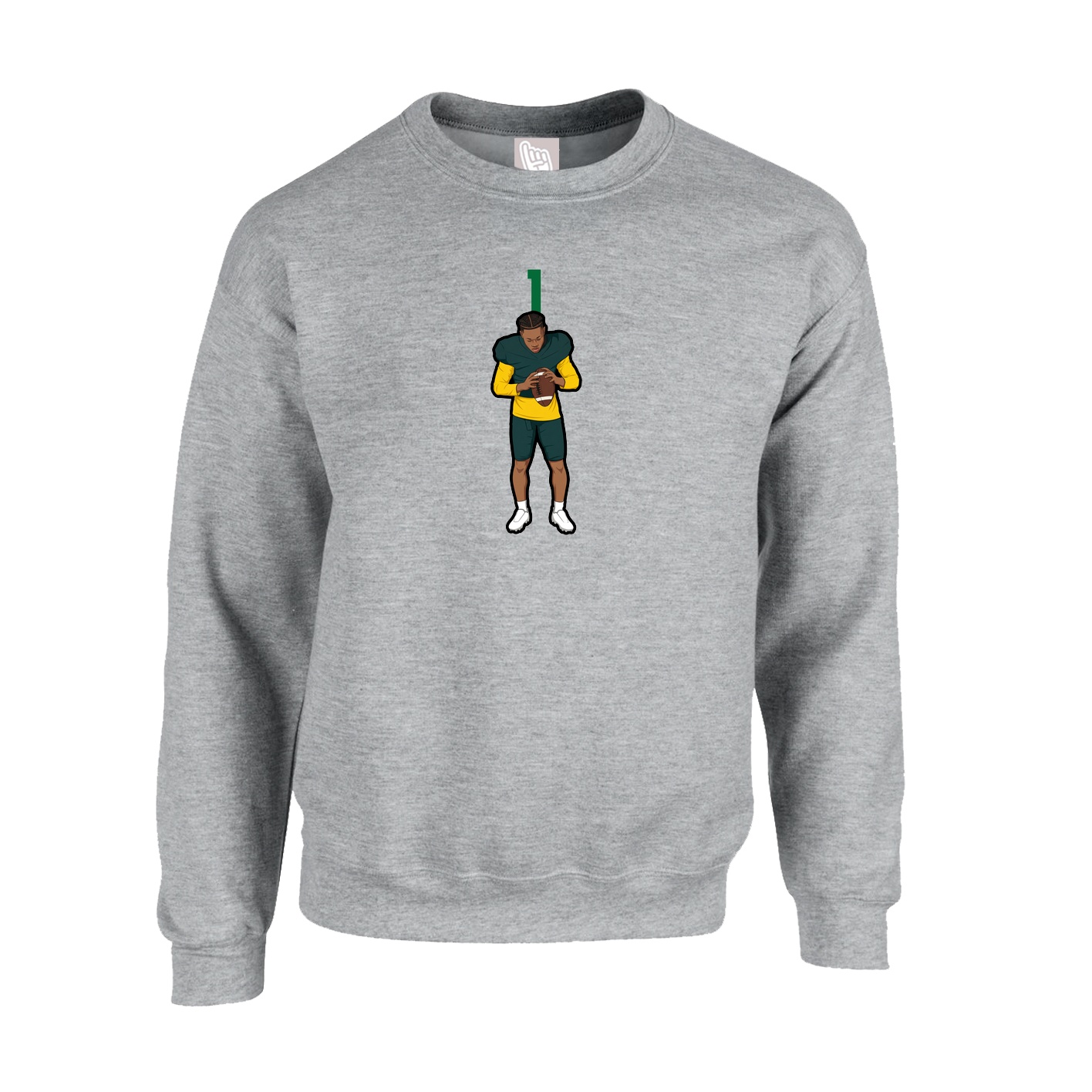Fleece Crew — Number Top in Grey