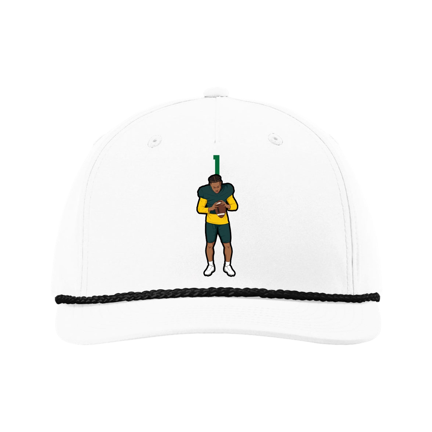Five-Panel Classic Rope Cap — Number Top in White