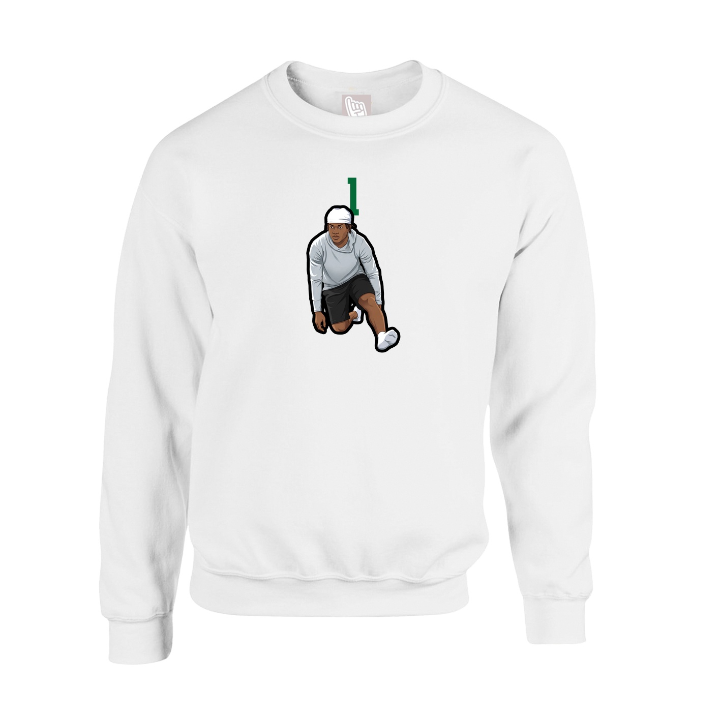 Fleece Crew — Number Top in White