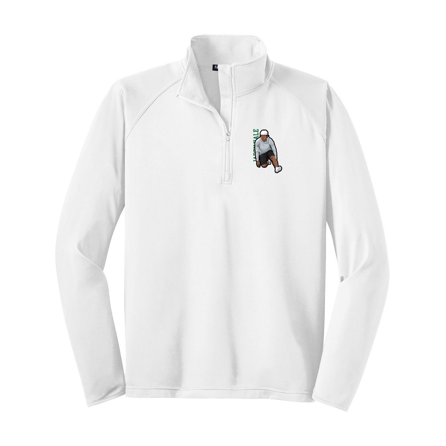Q-Zip Pullover — Name Vertical in White