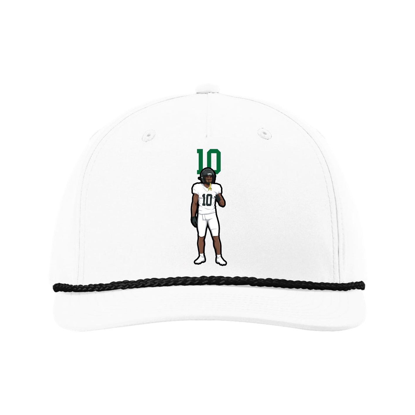 Five-Panel Classic Rope Cap — Number Top in White