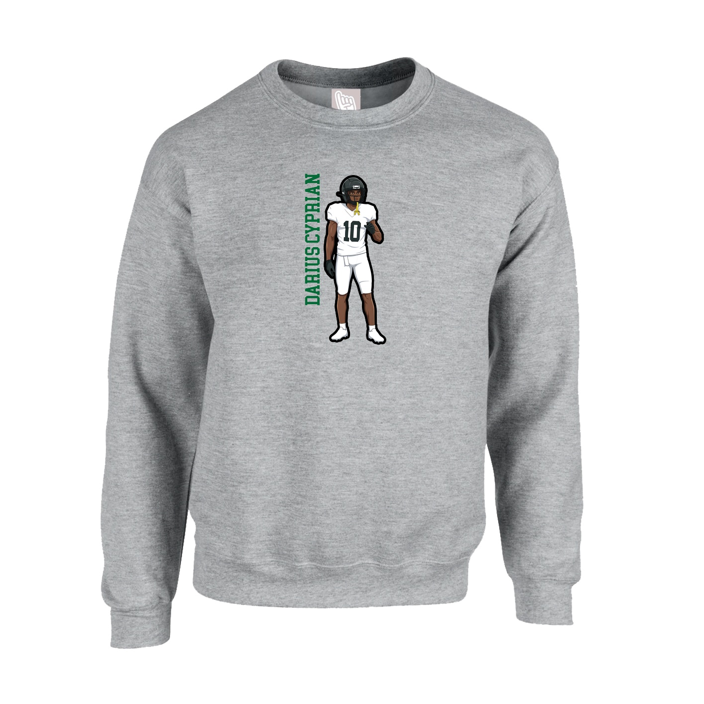 Fleece Crew — Name Vertical in Grey