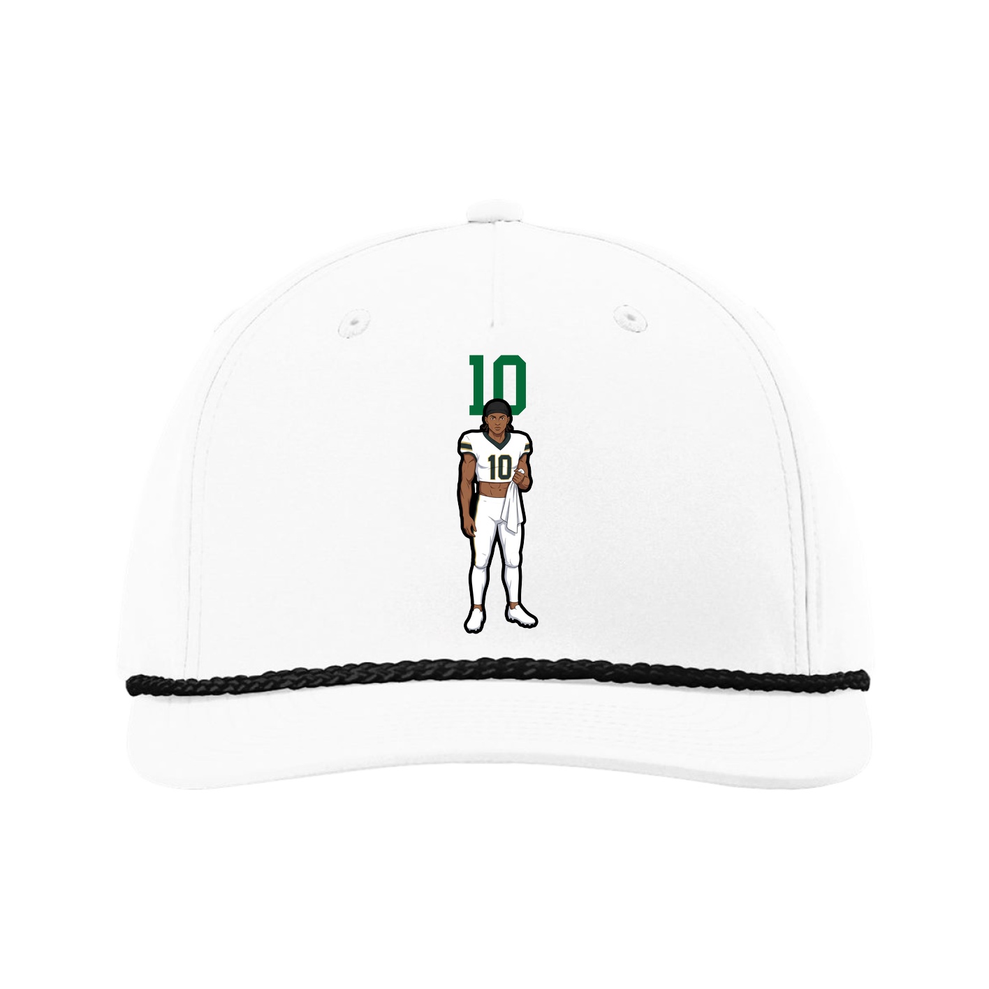 Five-Panel Classic Rope Cap — Number Top in White