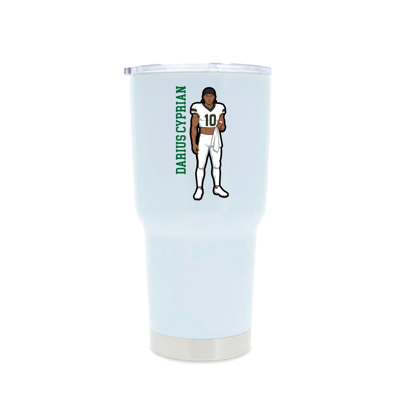 30oz Stainless Steel Tumbler — Name Vertical in White