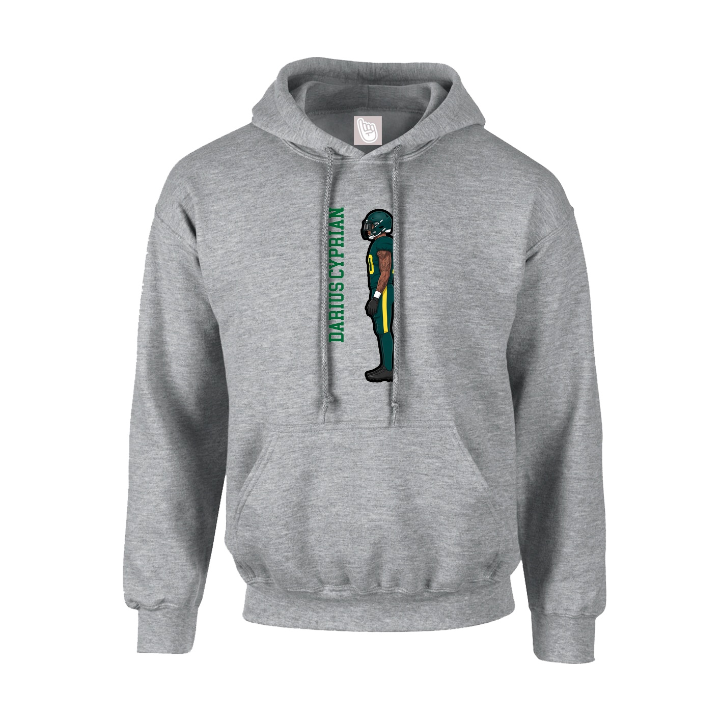Youth Hoodie — Name Vertical in Grey