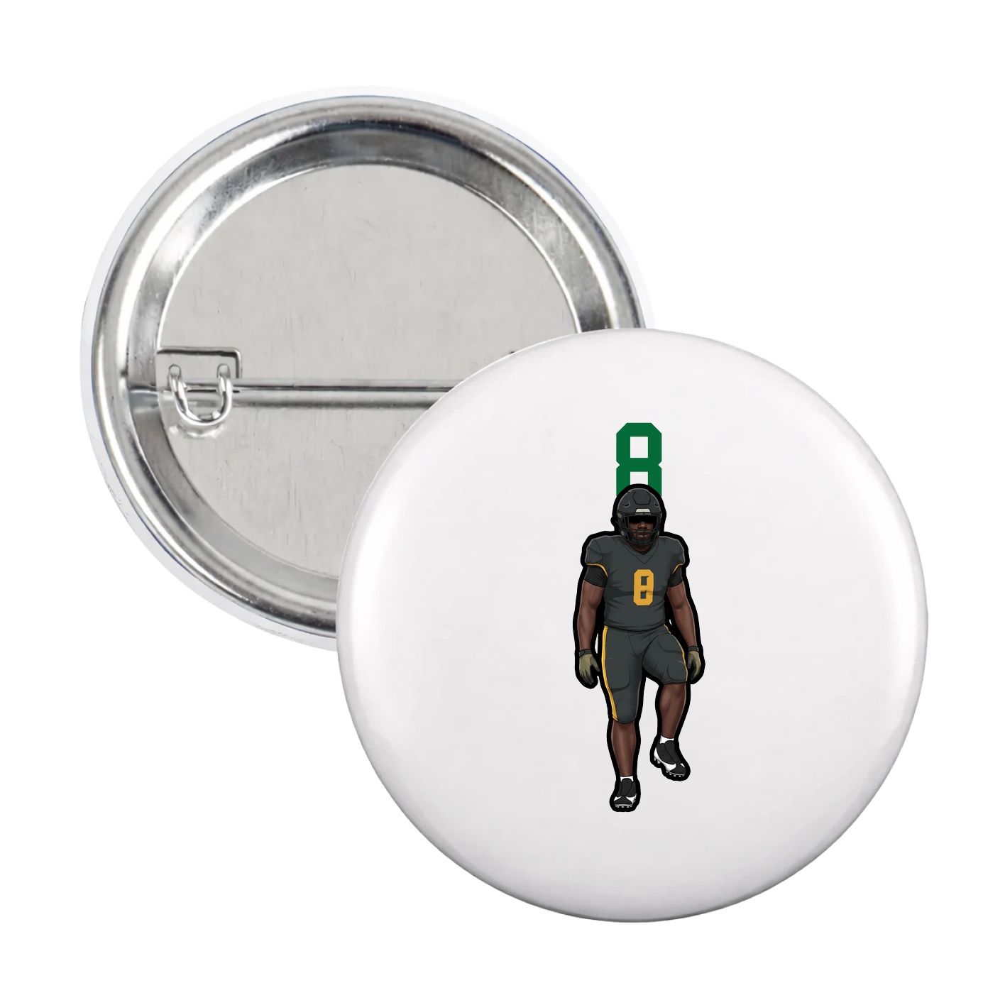 Game Day Button — Number Top in White