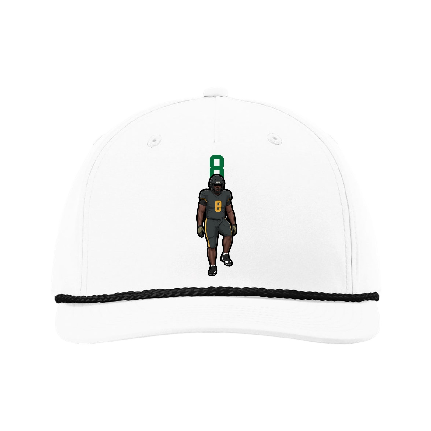 Five-Panel Classic Rope Cap — Number Top in White