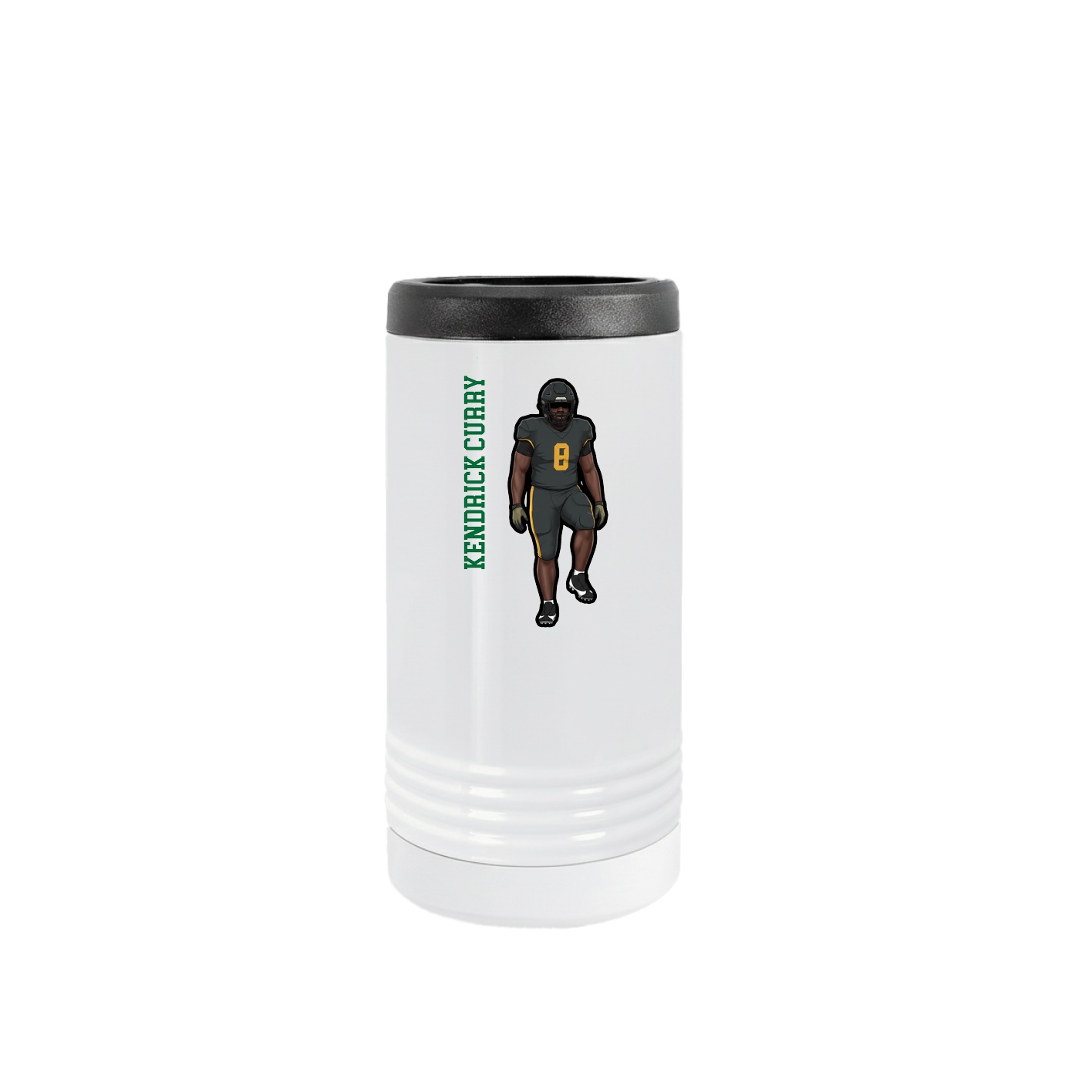 Slim Beverage Holder — Name Vertical in White