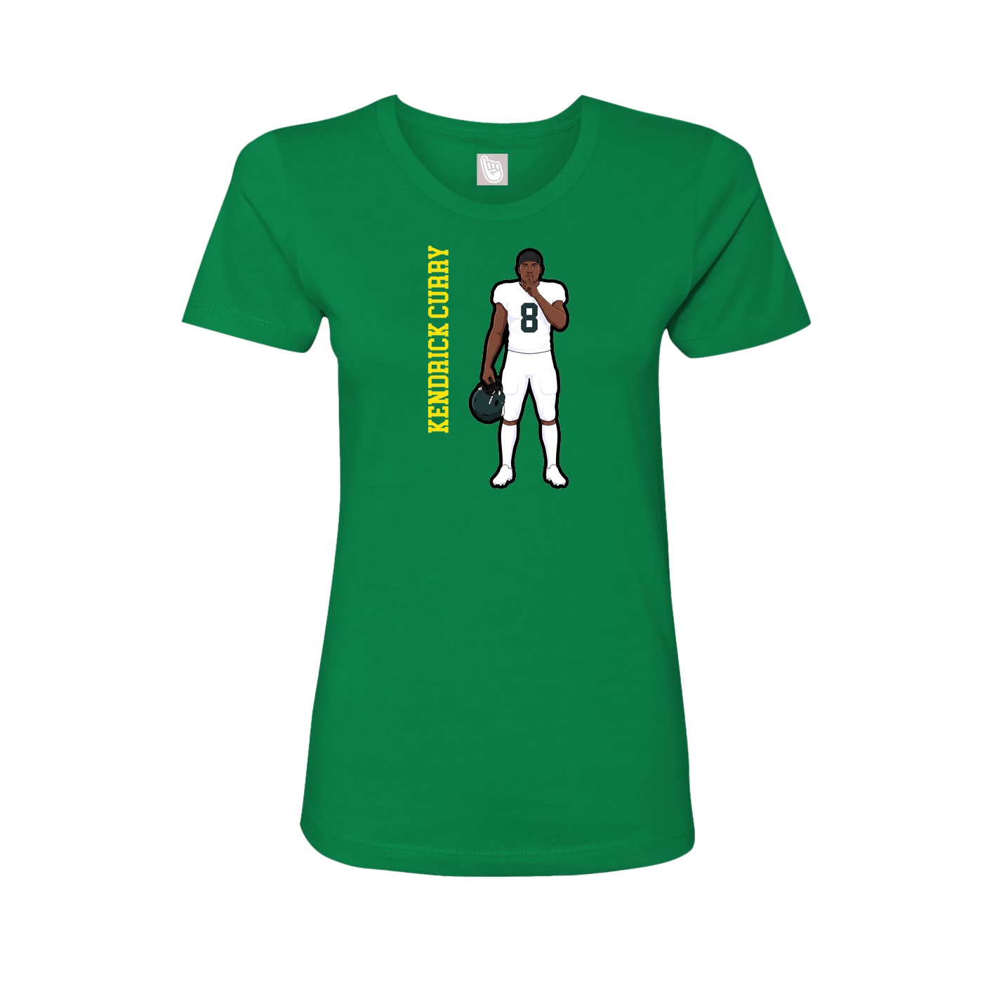 Fitted Women's Tee — Name Vertical in Green