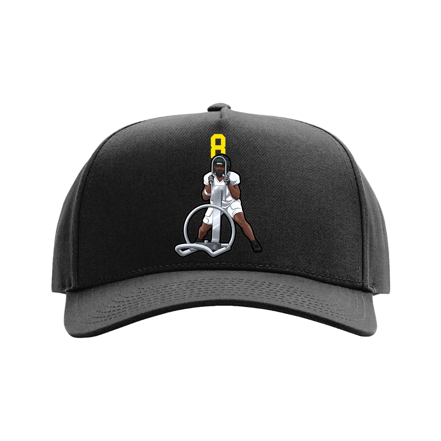 Full Fabric Five-Panel Champ Cap — Number Top in Black