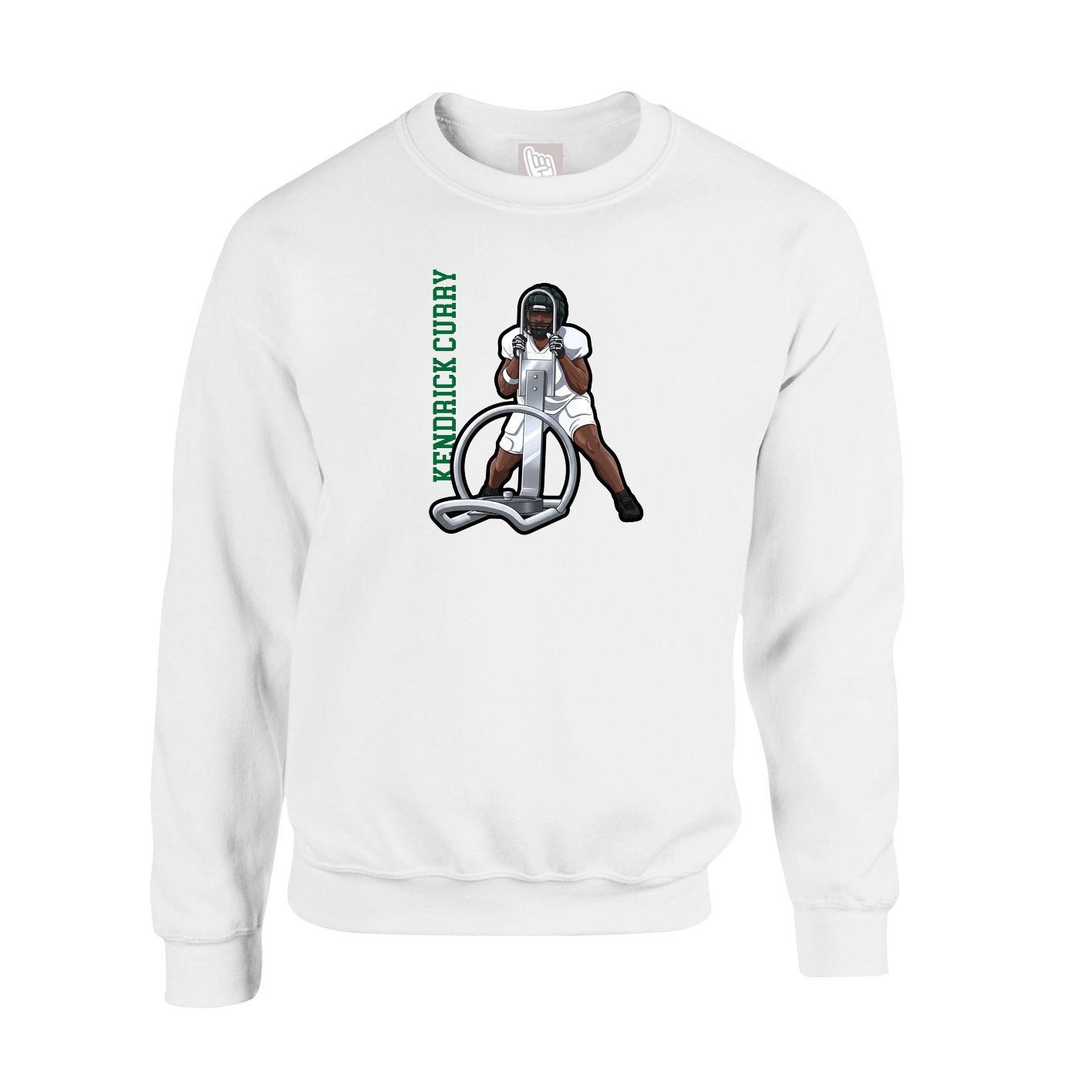 Fleece Crew — Name Vertical in White