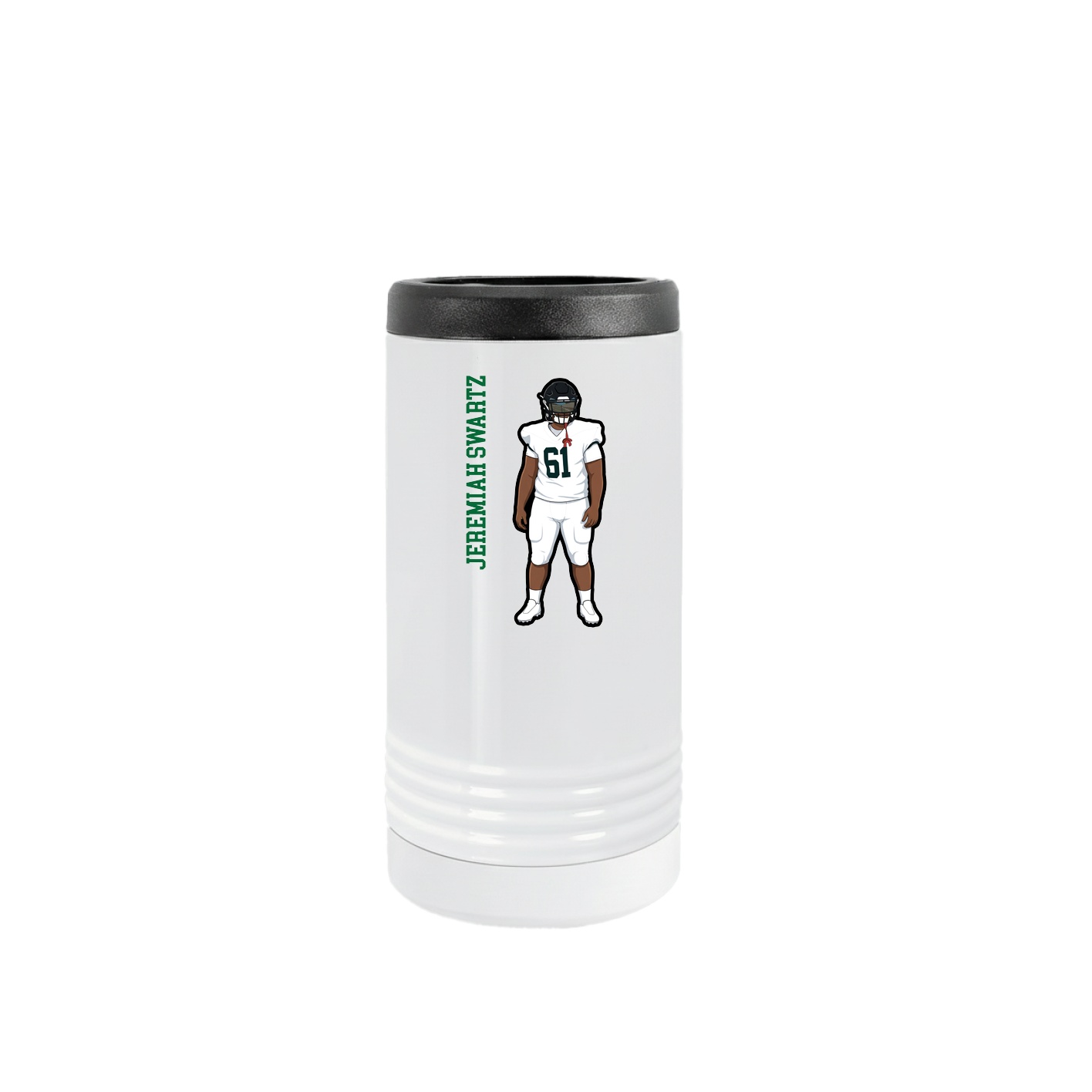 Slim Beverage Holder — Name Vertical in White