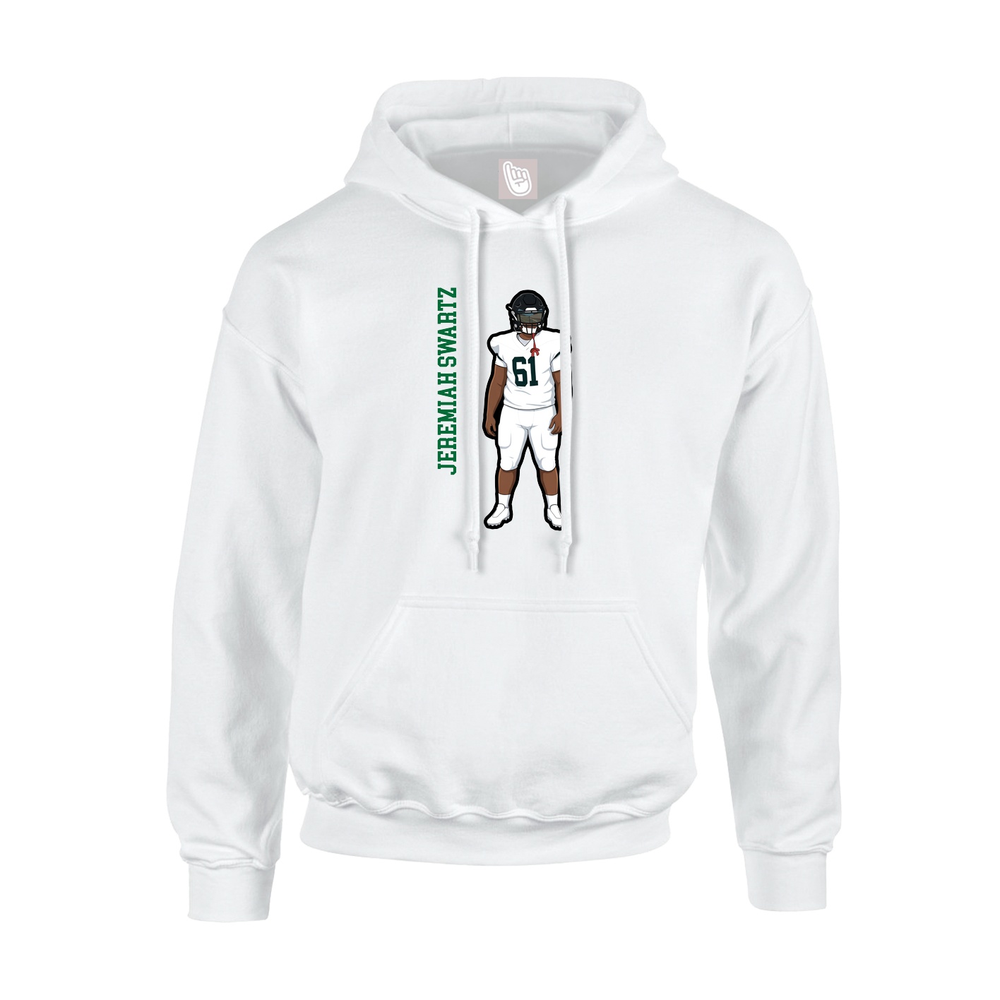 Youth Hoodie — Name Vertical in White